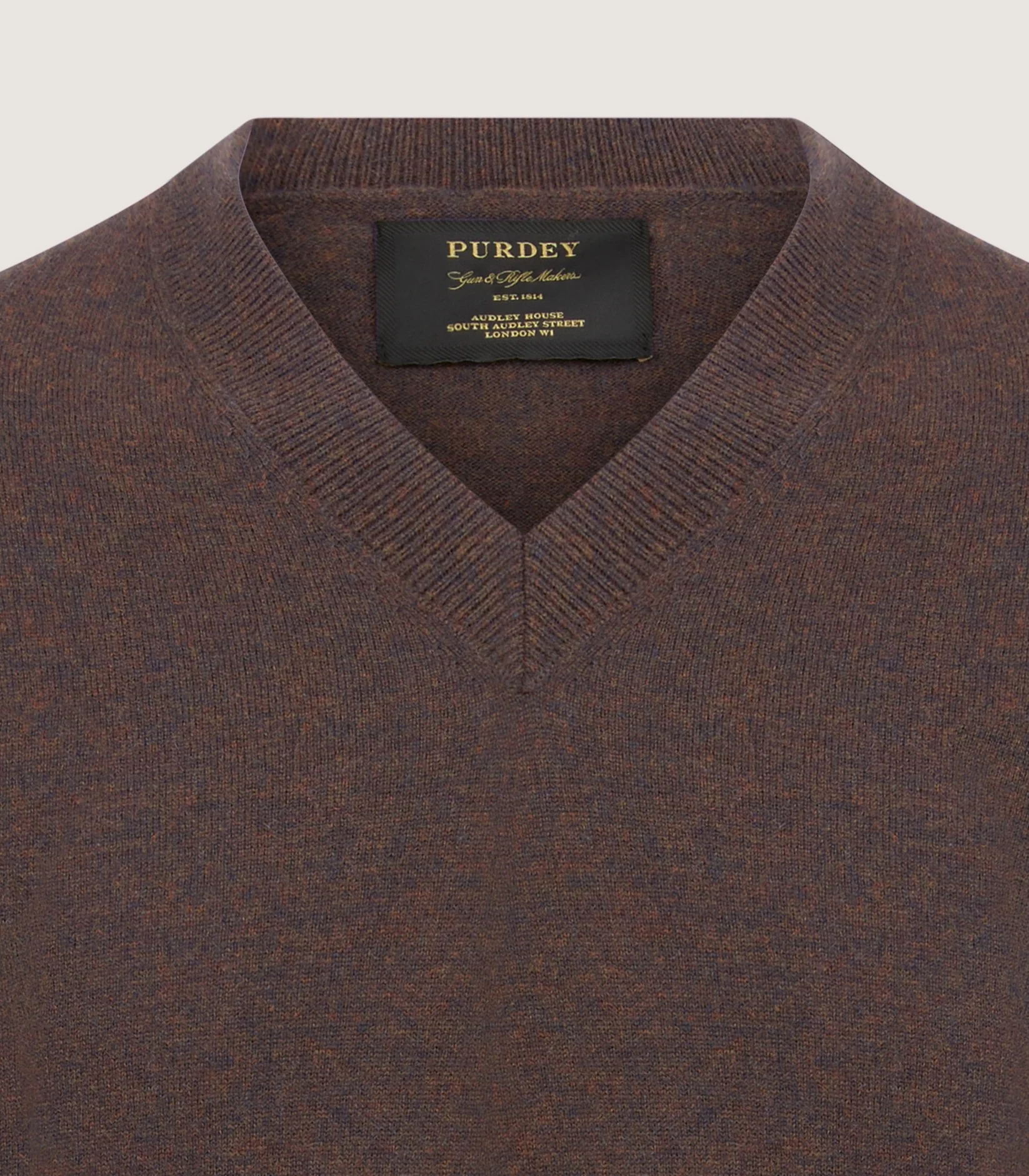 Men's Ensay British Outdoor V Neck Jumper in Oak - Image 5