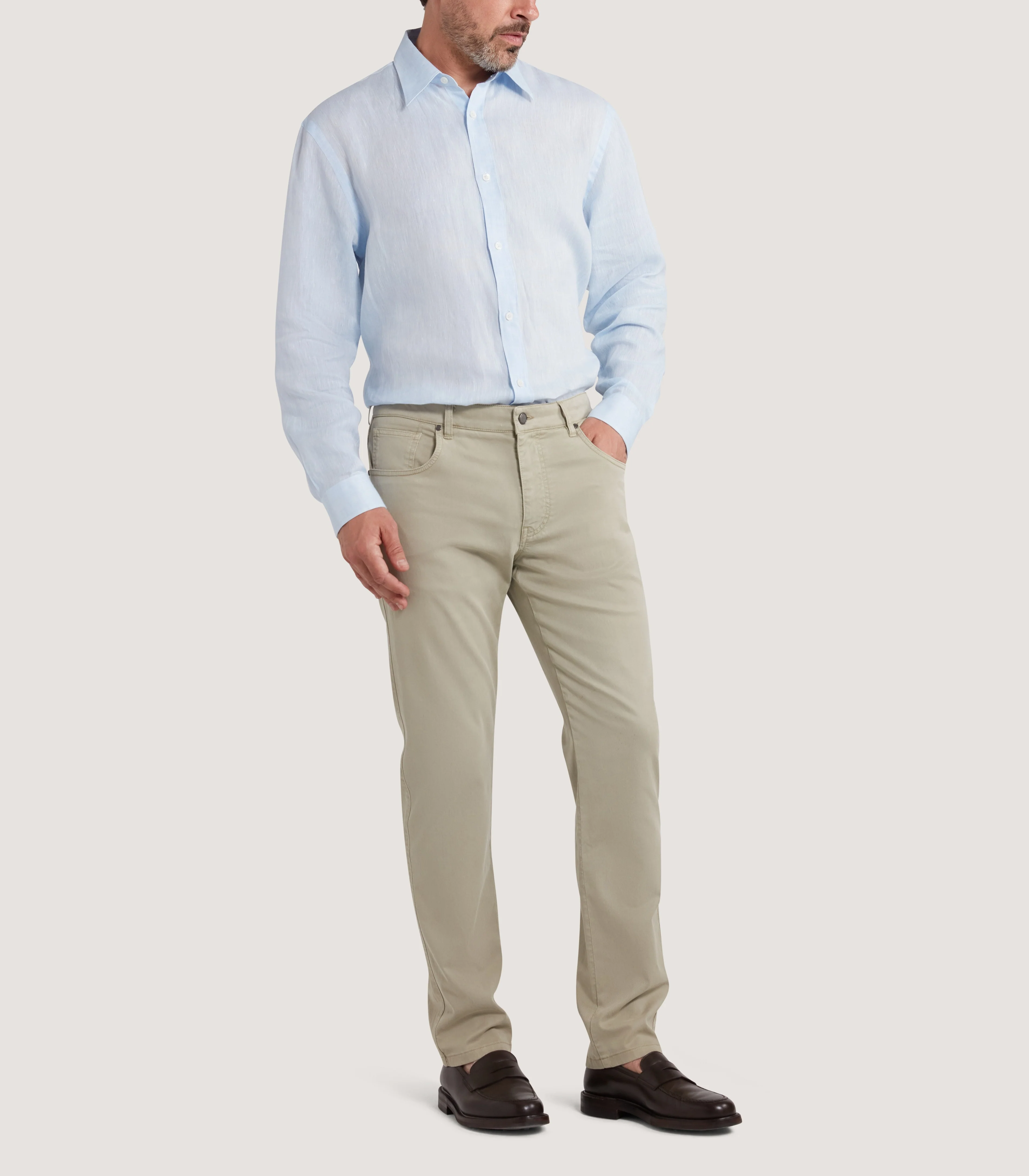 Men's Five Pocket Trouser in Stone - Image 2