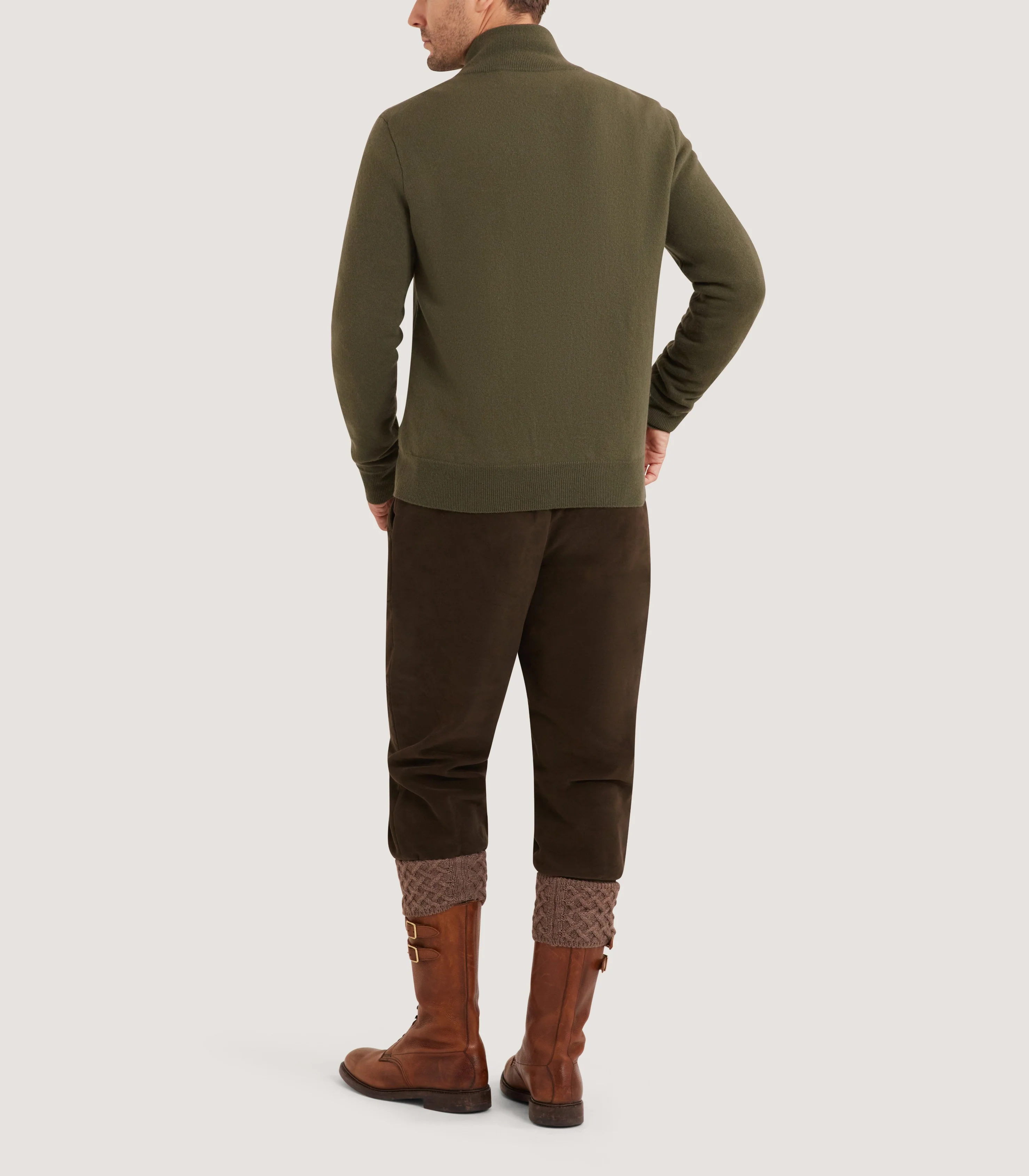 Men's Halkin Technical Zip Front Cardigan in Loden - Image 4