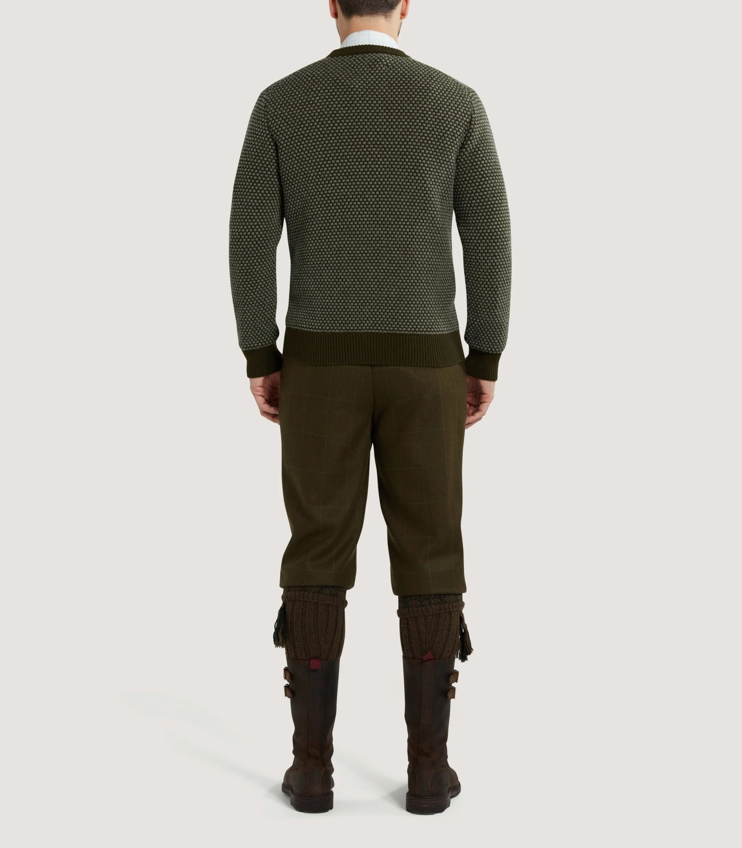 Men's Hamilton Bicolour Round Neck Sweater in Military - Image 4