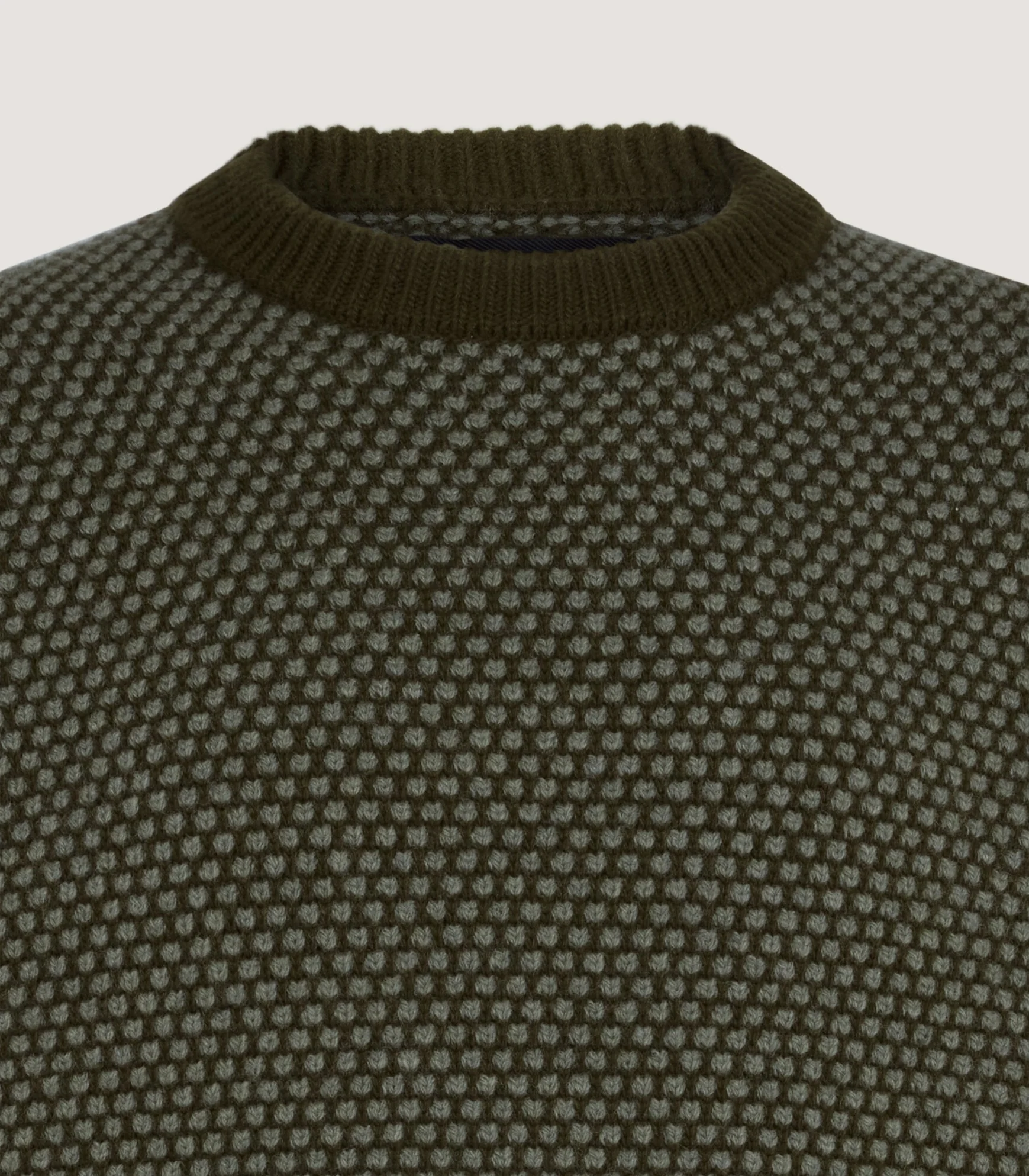 Men's Hamilton Bicolour Round Neck Sweater in Military - Image 5
