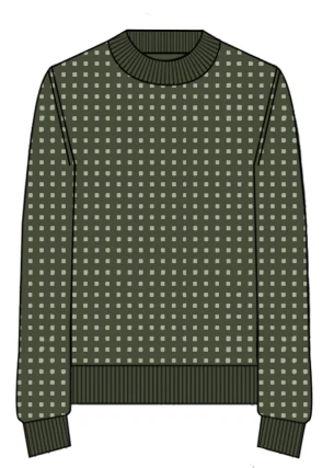 Men's Hamilton Bicolour Round Neck Sweater in Military - Image 6