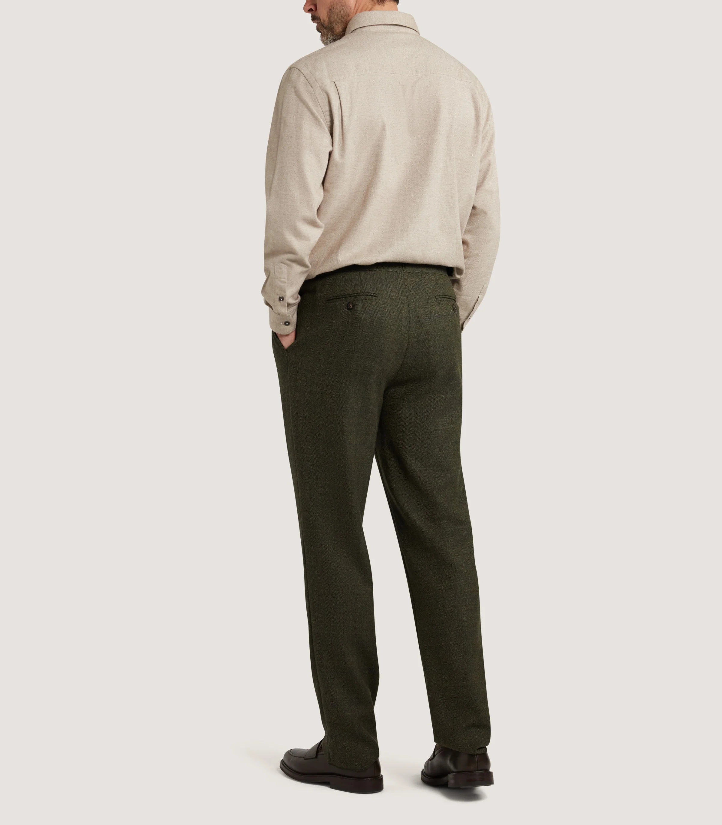 Men's Herringbone Flannel Shirt in Pale Camel - Image 4