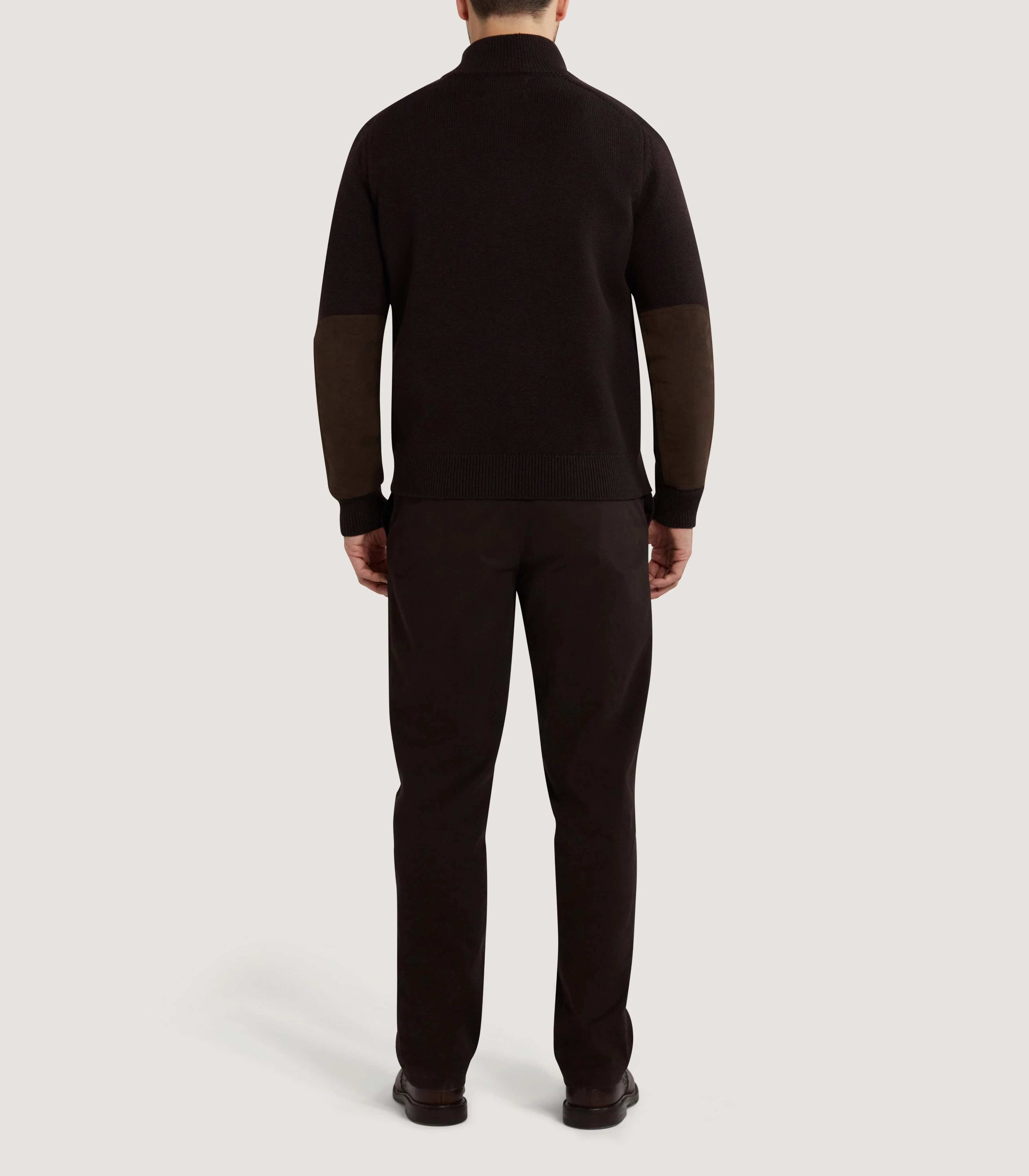 Men's Hertford Quarter Zip Sweater in Chocolate - Image 4