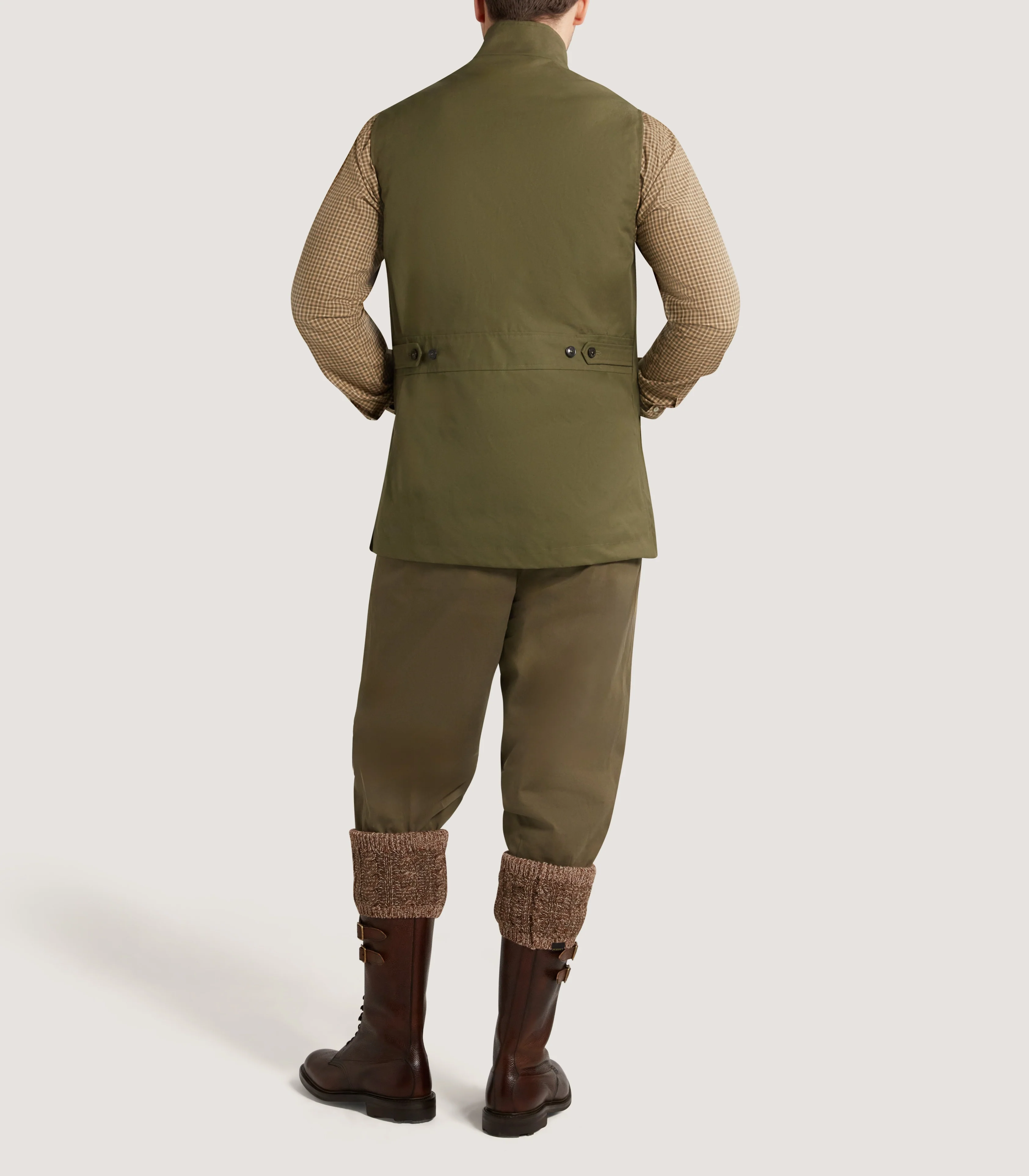 Men's High Collar Ventile Summer Sporting Vest in Olive - Image 4