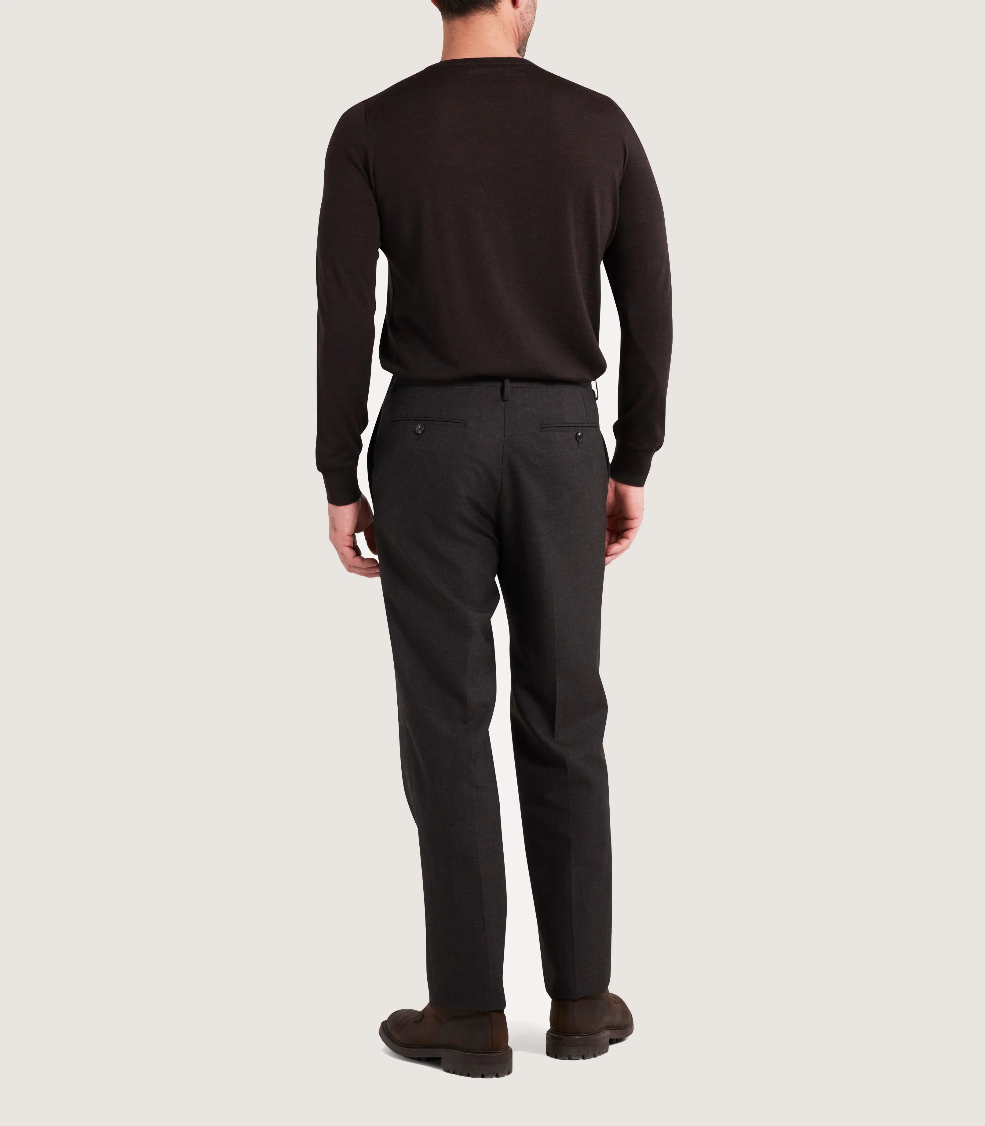 Men's Lightweight Travel Merino Crew Neck in Chocolate - Image 4