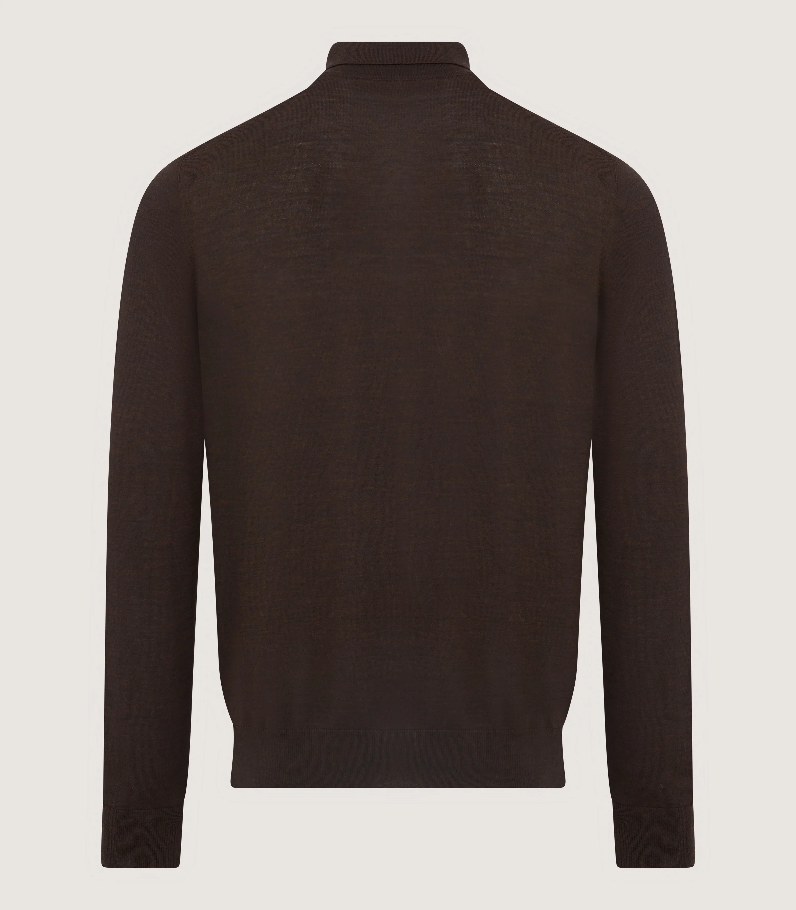 Men's Lightweight Travel Merino Long Sleeve Polo in Chocolate - Image 3