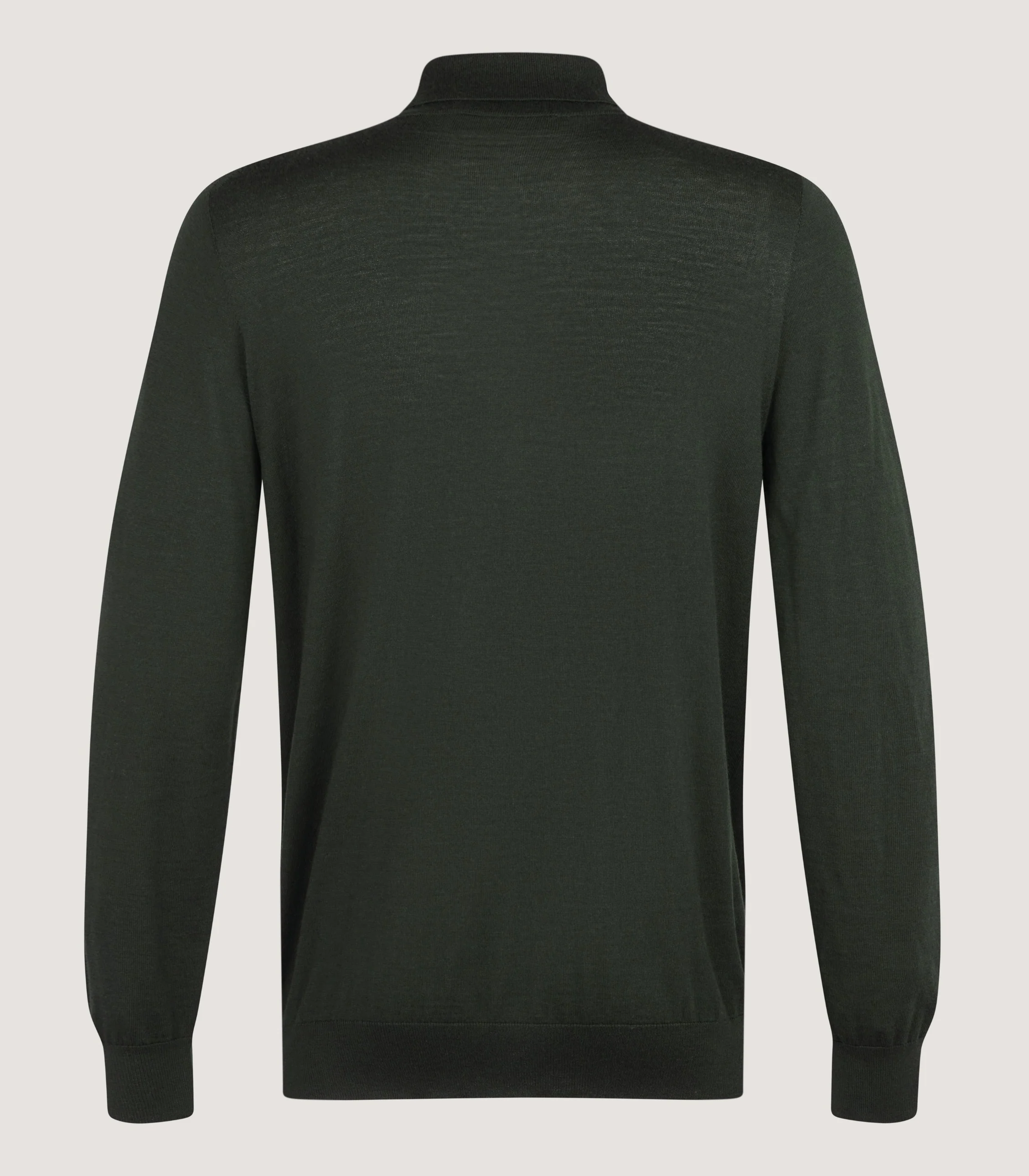 Men's Lightweight Travel Merino Long Sleeve Polo in Loden - Image 3