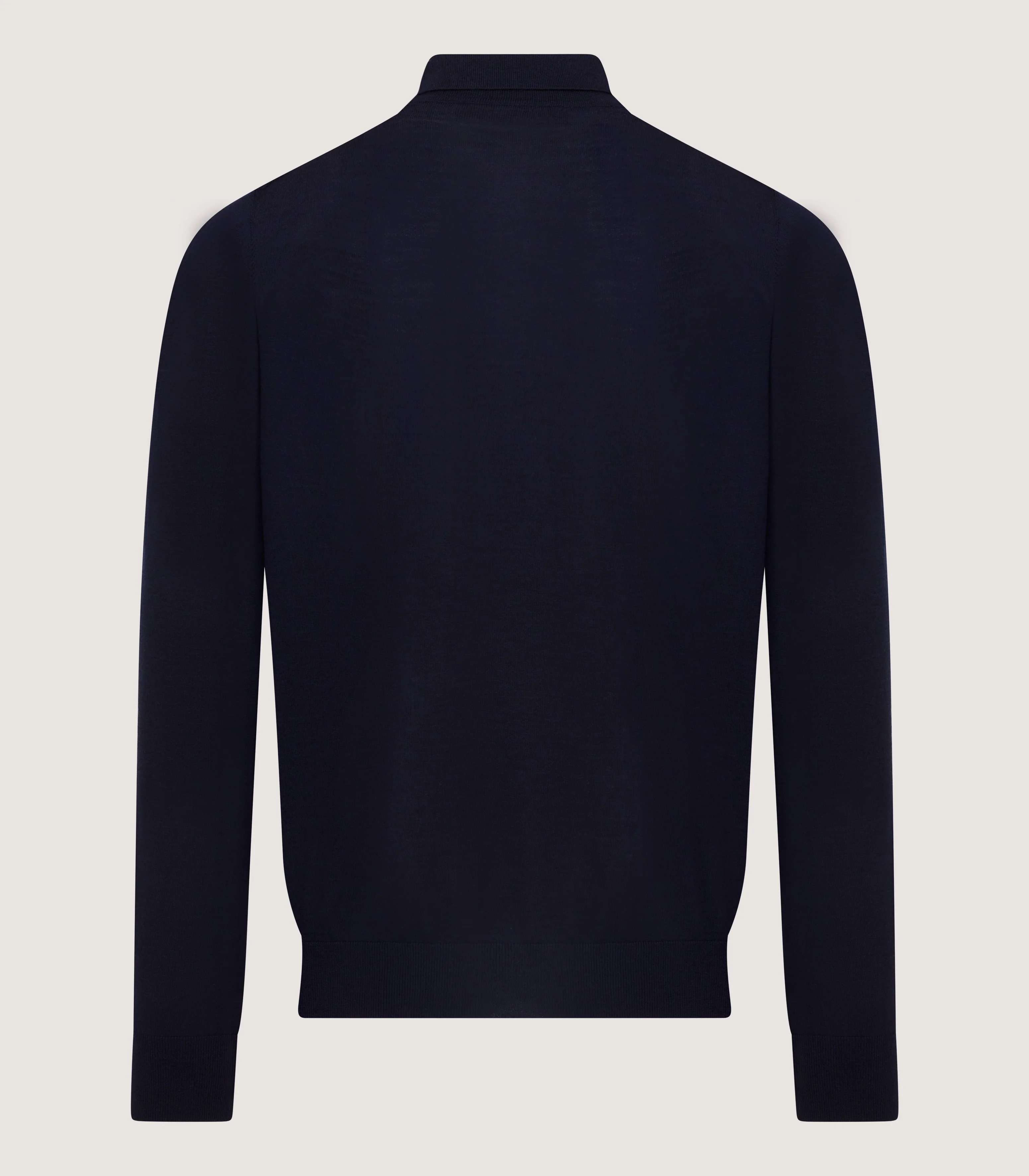 Men's Lightweight Travel Merino Long Sleeve Polo in Midnight - Image 3