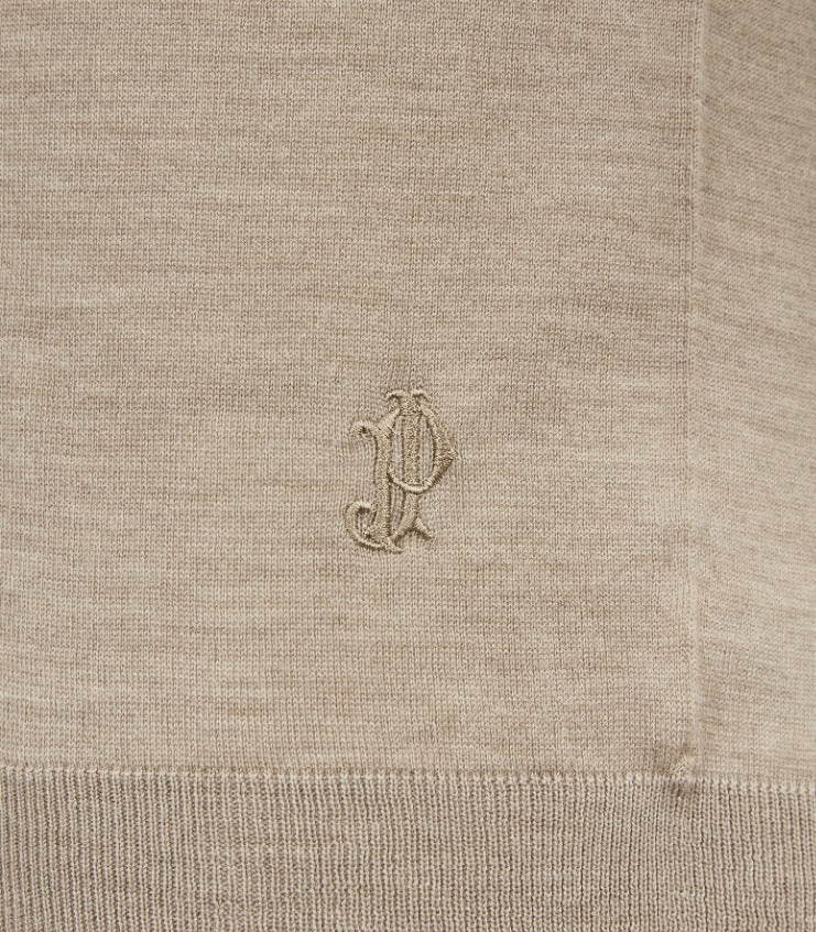 Men's Lightweight Travel Merino Long Sleeve Polo in Taupe - Image 5