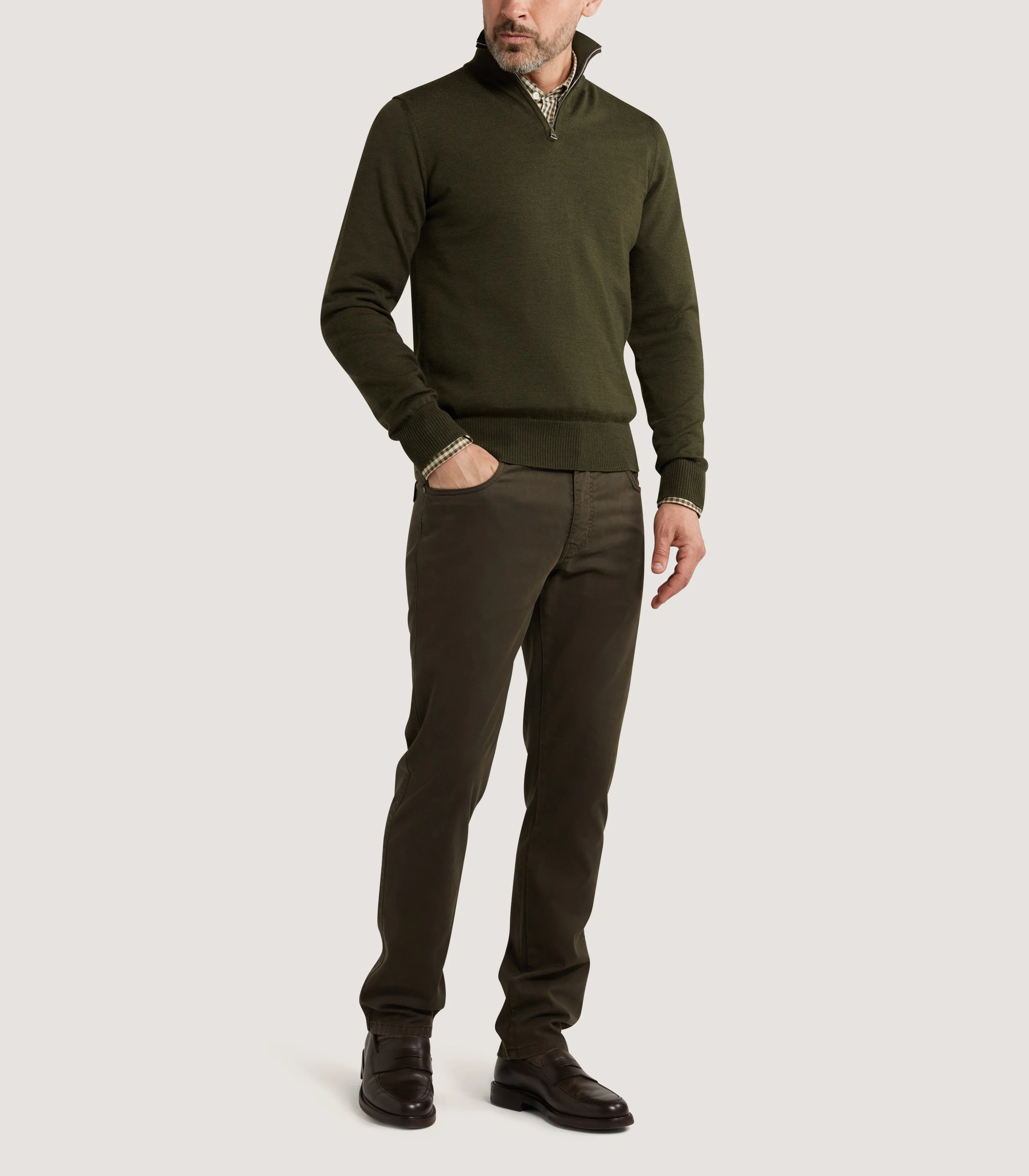 Men's Linton Quarter Zip Sweater in Loden - Image 3