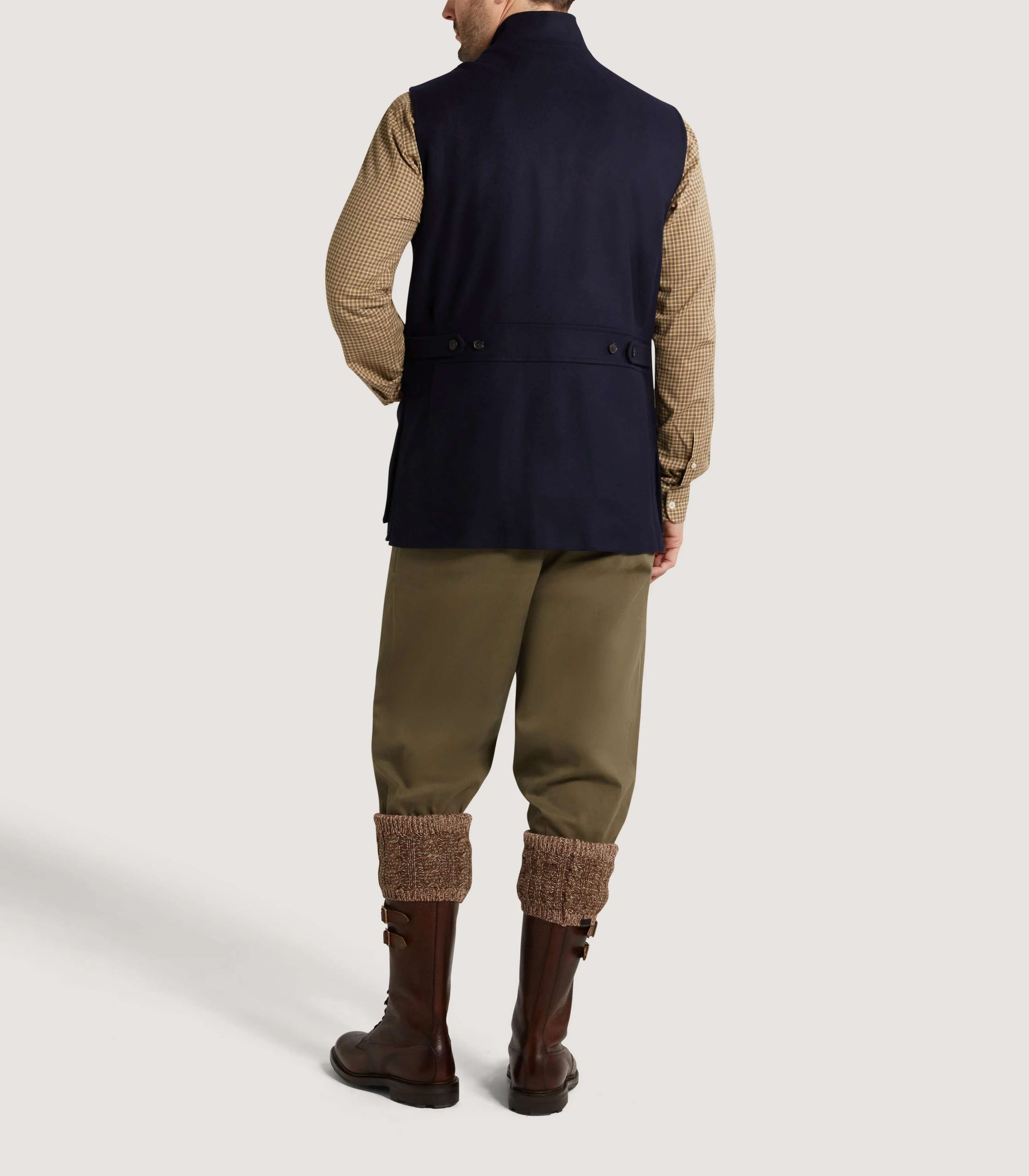 Men's High Collar Sporting Vest In Navy - Image 4