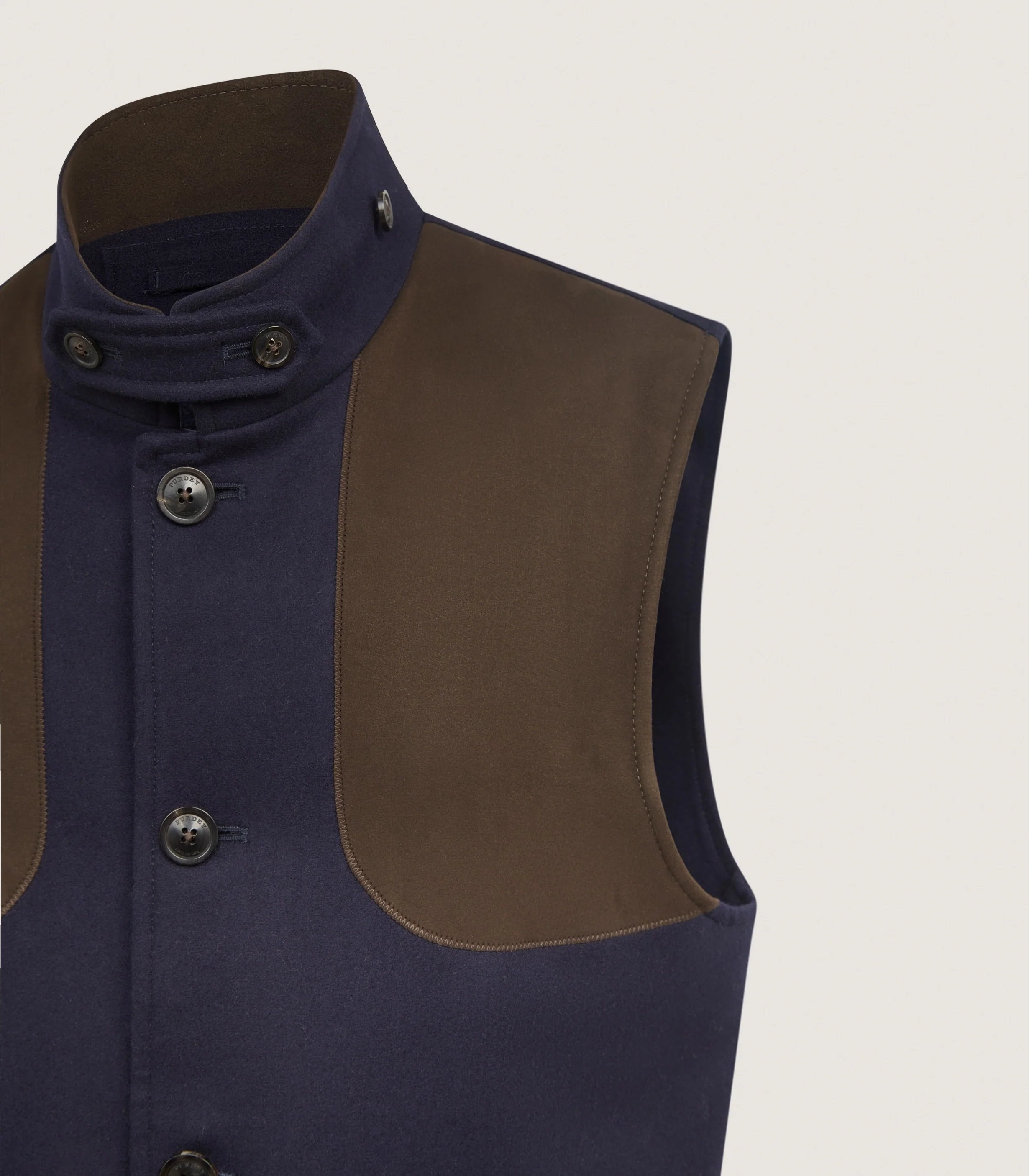 Men's High Collar Sporting Vest In Navy - Image 5