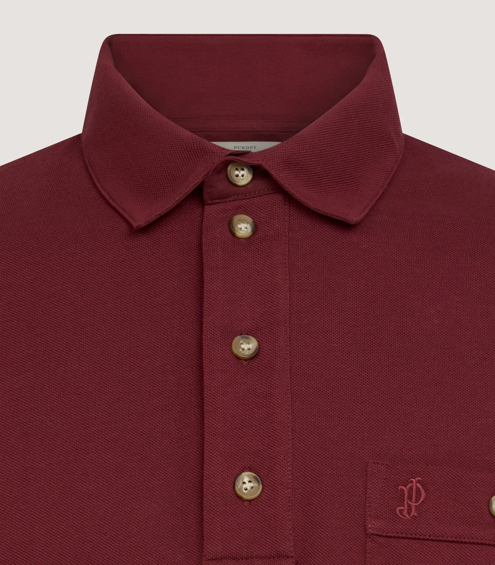 Men's Long Sleeve Polo Shirt in Audley Red - Image 5