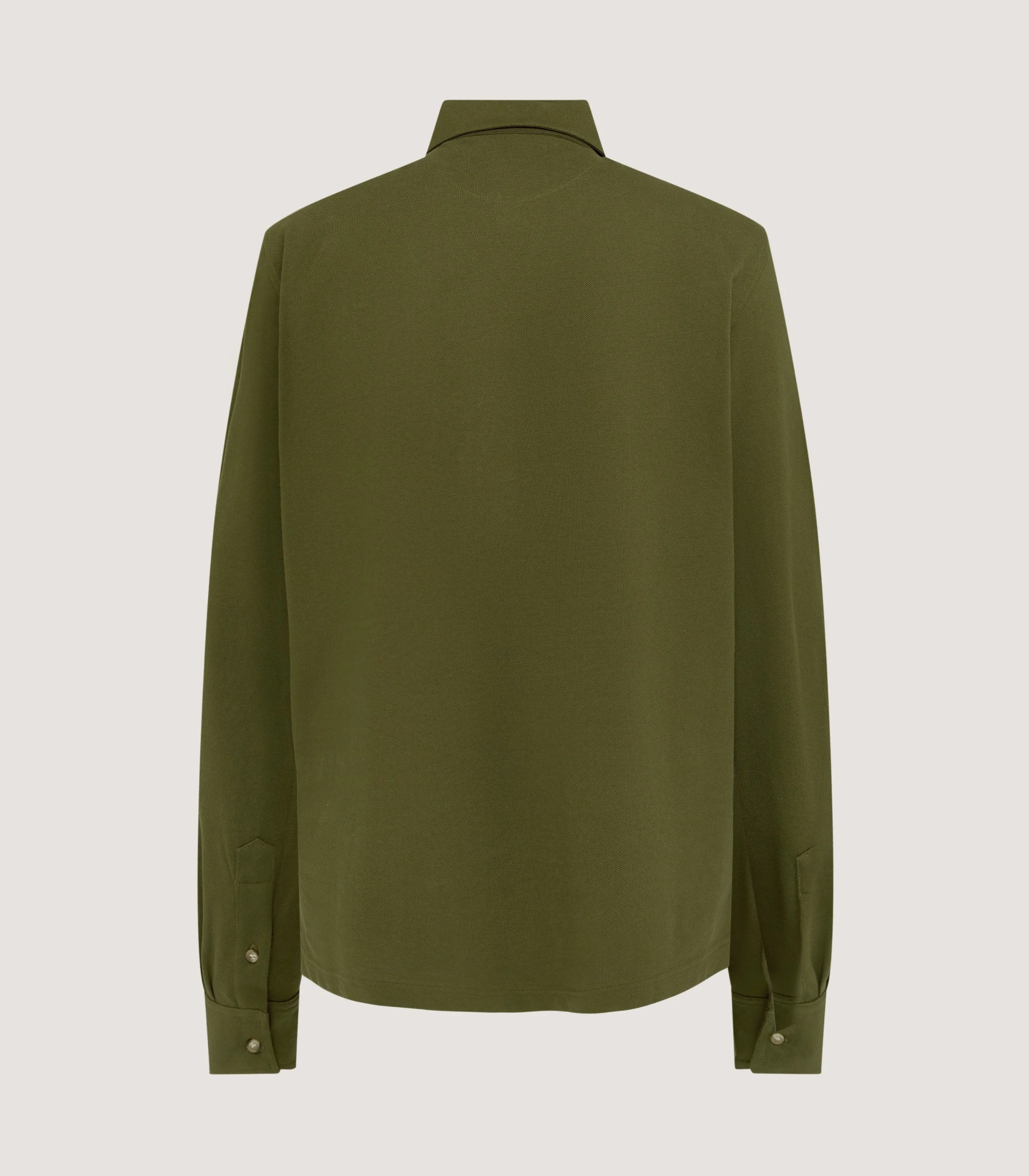 Men's Long Sleeve Polo Shirt in Loden - Image 3