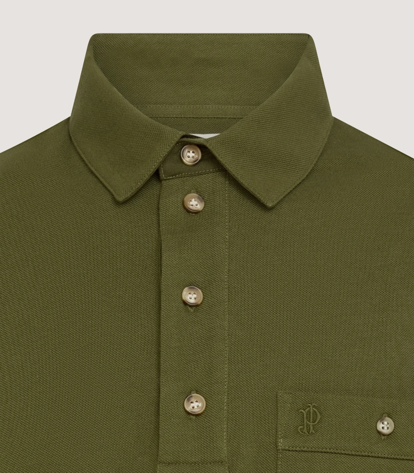 Men's Long Sleeve Polo Shirt in Loden - Image 5