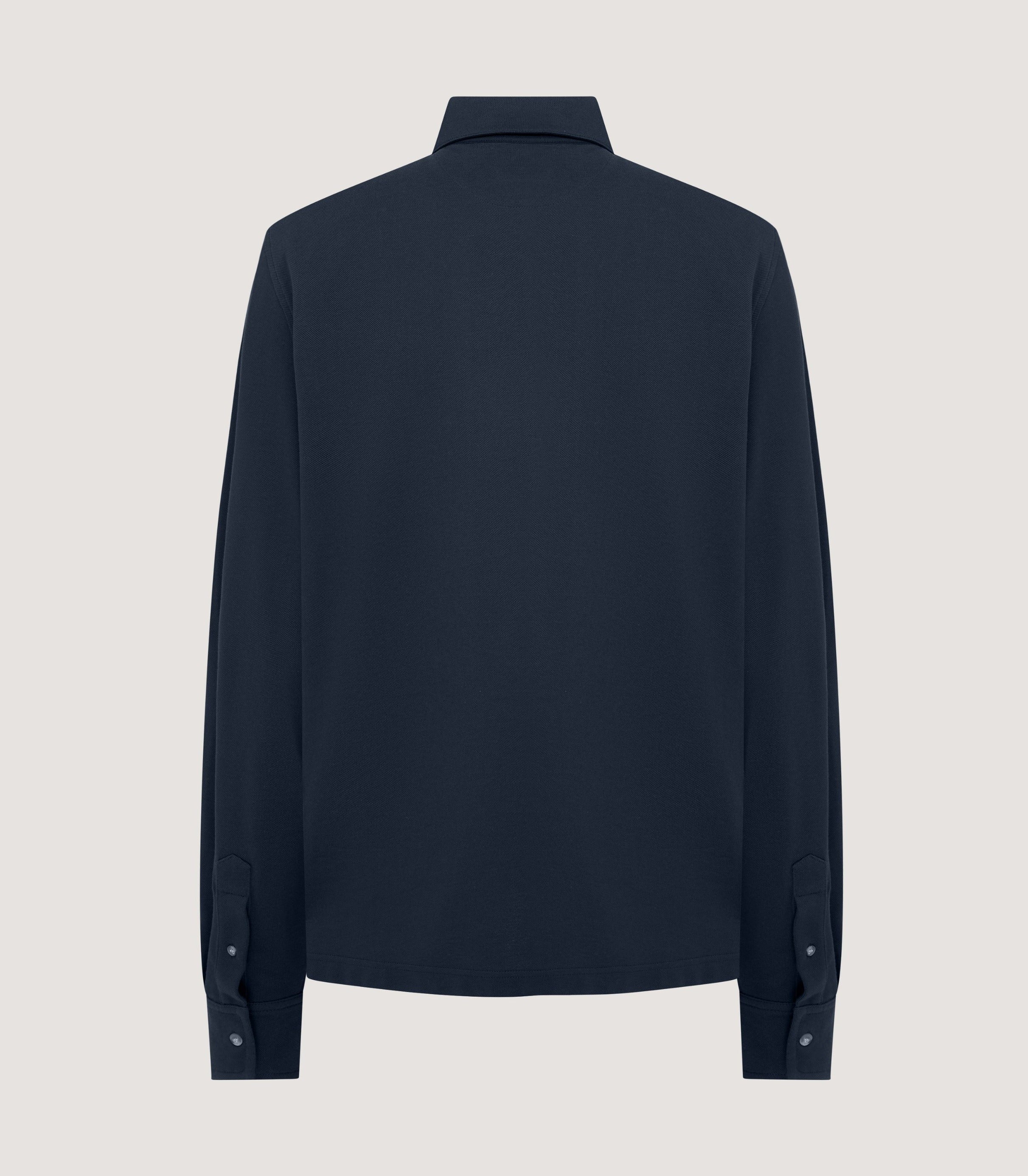 Men's Long Sleeve Polo Shirt in Midnight - Image 3