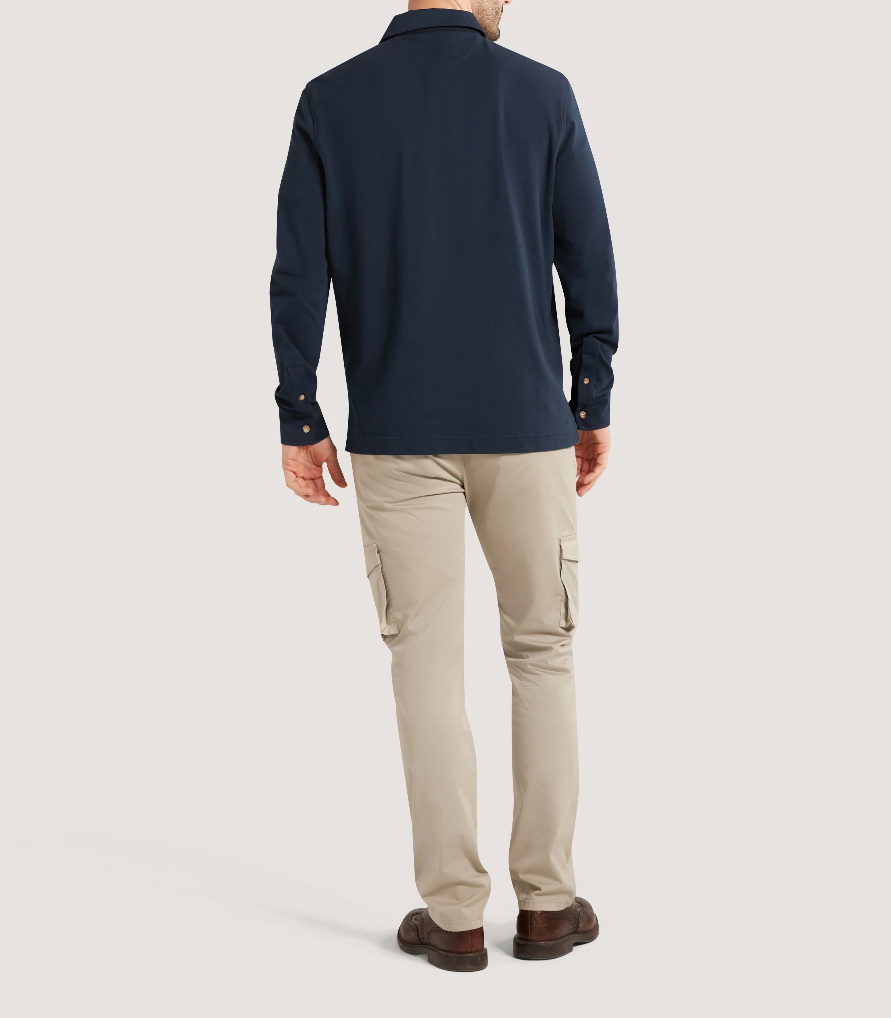 Men's Long Sleeve Polo Shirt in Midnight - Image 4