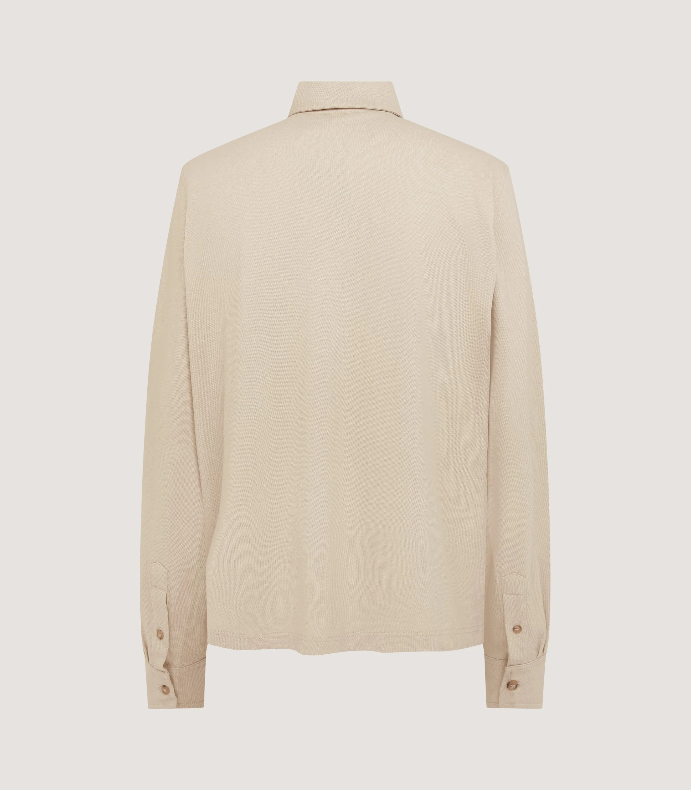 Men's Long Sleeve Polo in Stone - Image 3