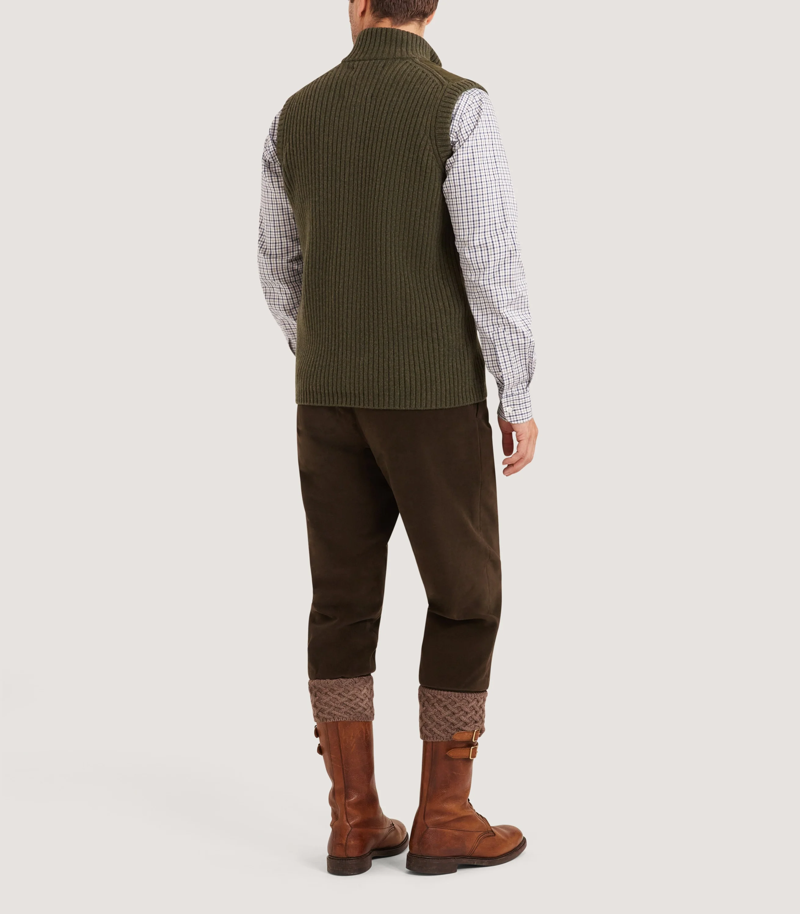 Men's Moleskin Breeks With Storm Cuff In Rouge Brown - Image 3