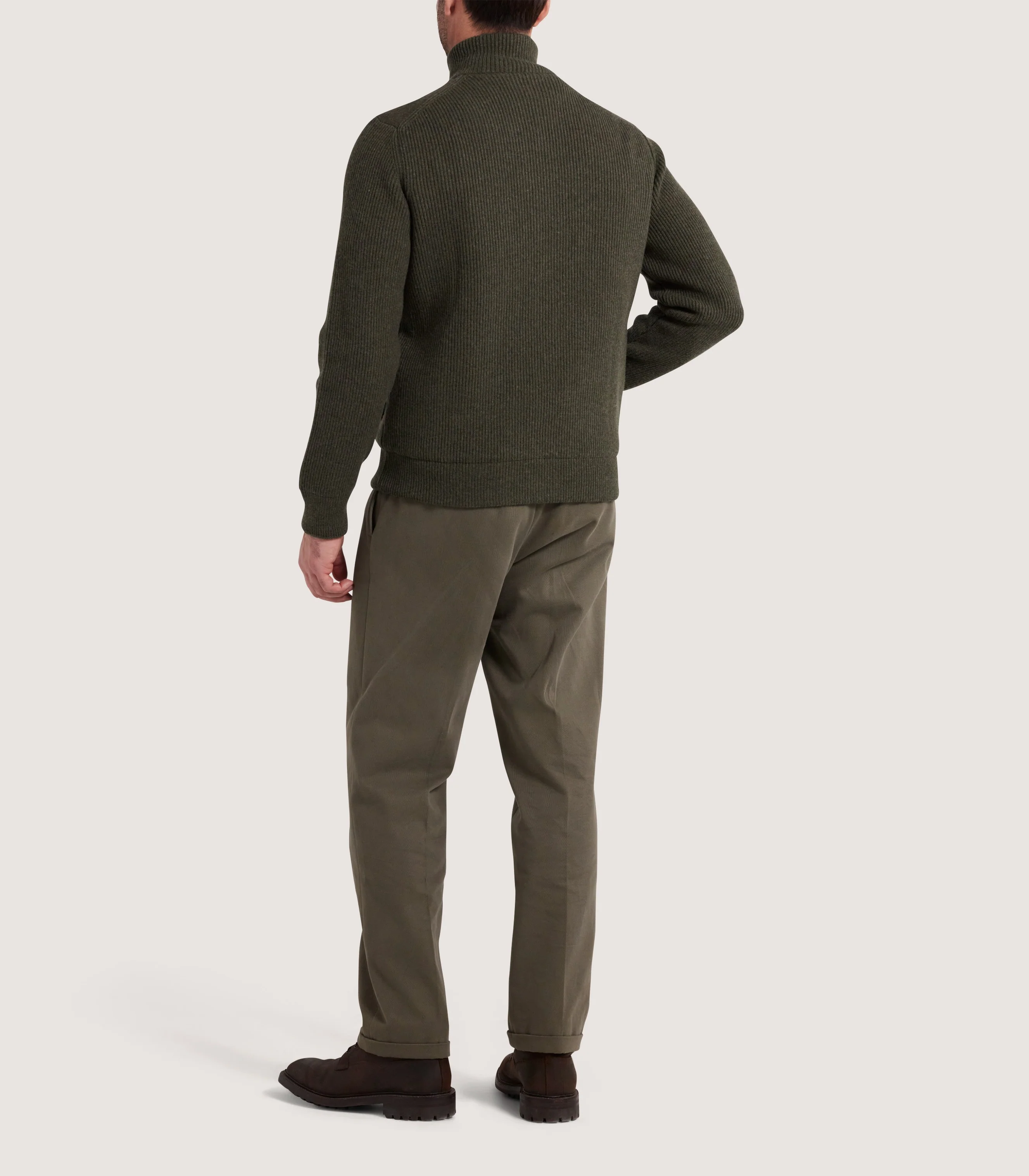 Men's Orkney Zip Front Cardigan in Loden - Image 4