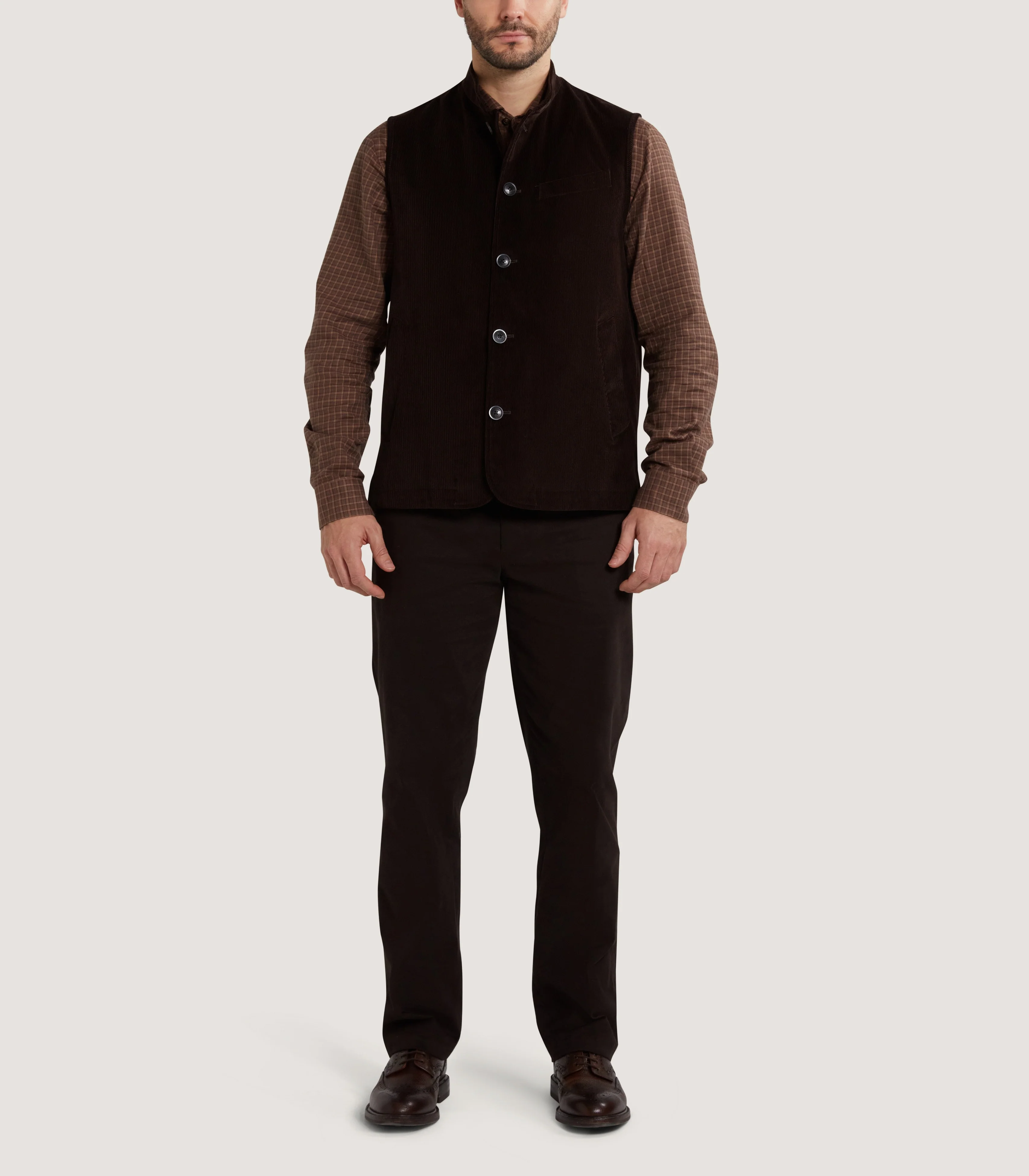 Men's Orsett Corduroy Gilet in Walnut - Image 2