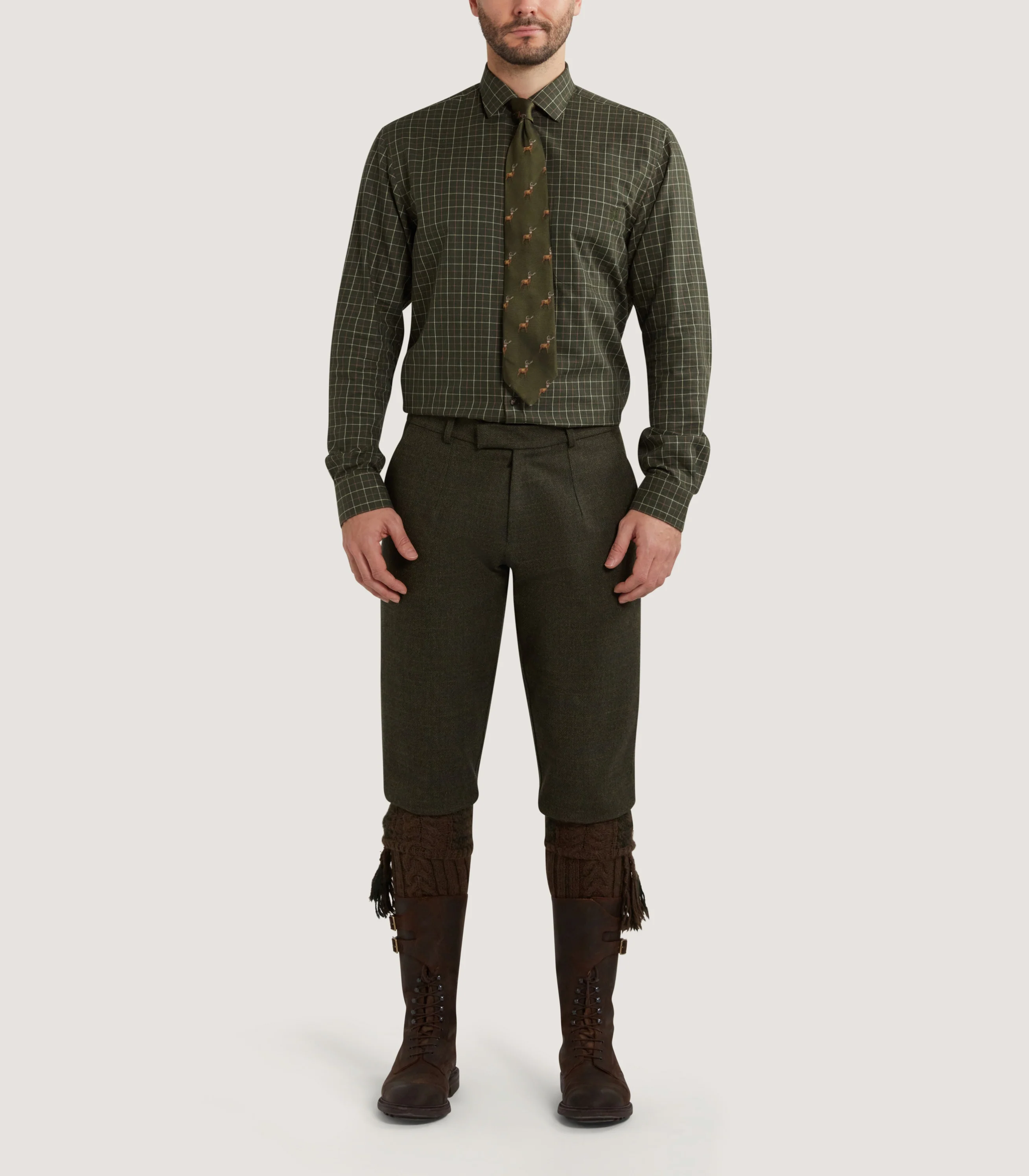 Men's Shooting Tattersall Shirt in Loden - Image 2