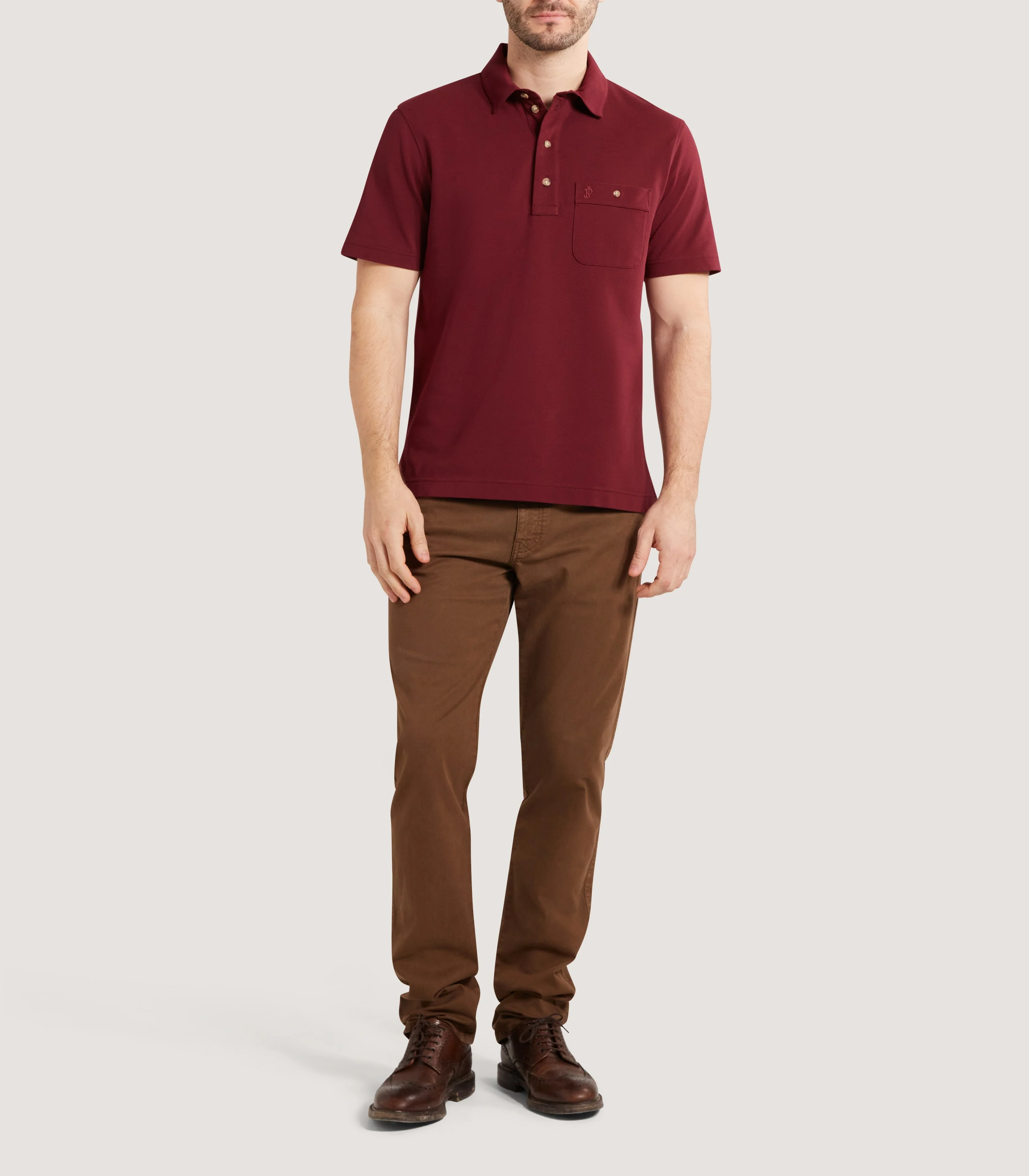 Men's Short Sleeve Polo Shirt in Audley Red - Image 2