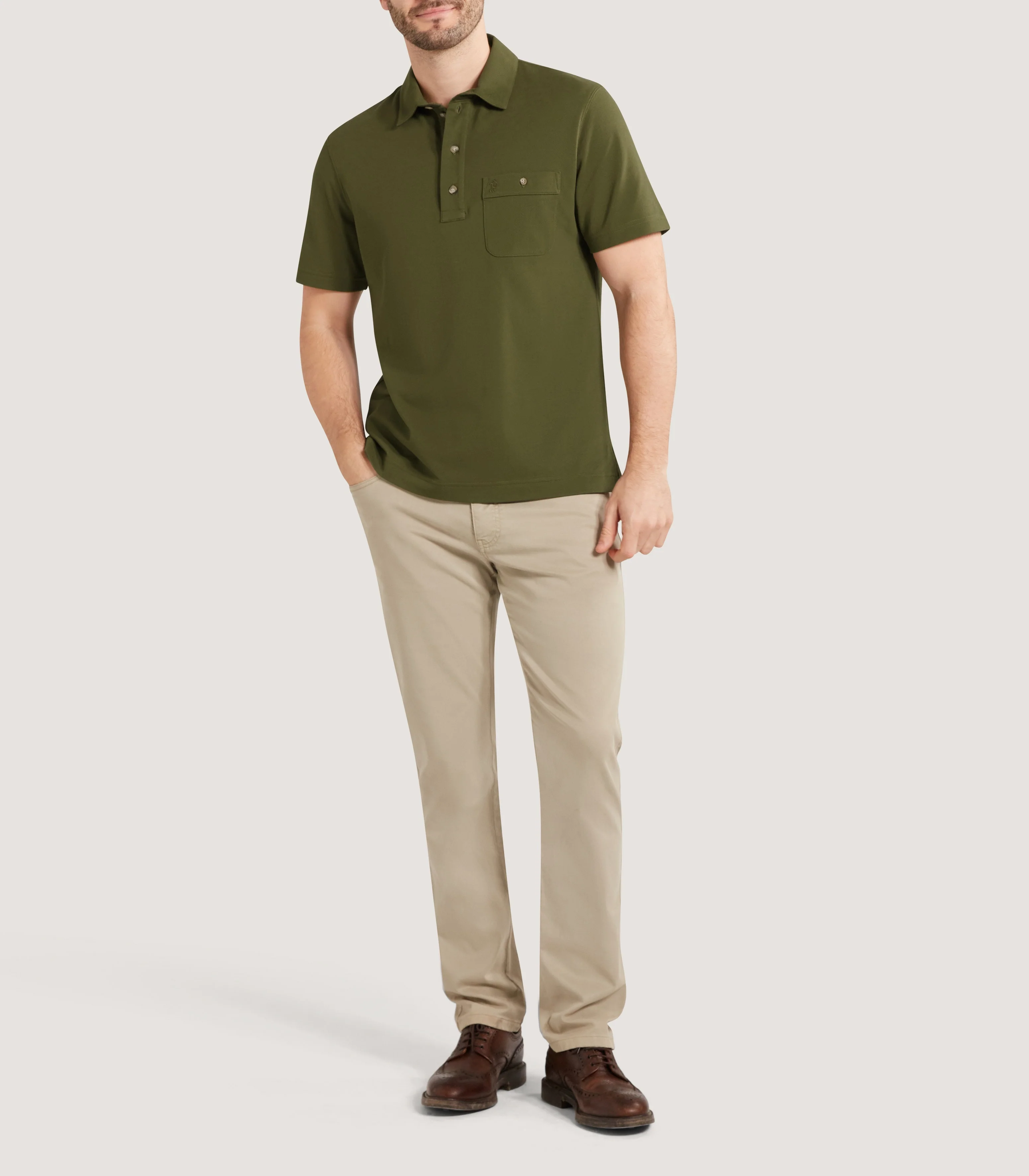 Men's Short Sleeve Polo Shirt in Loden - Image 2