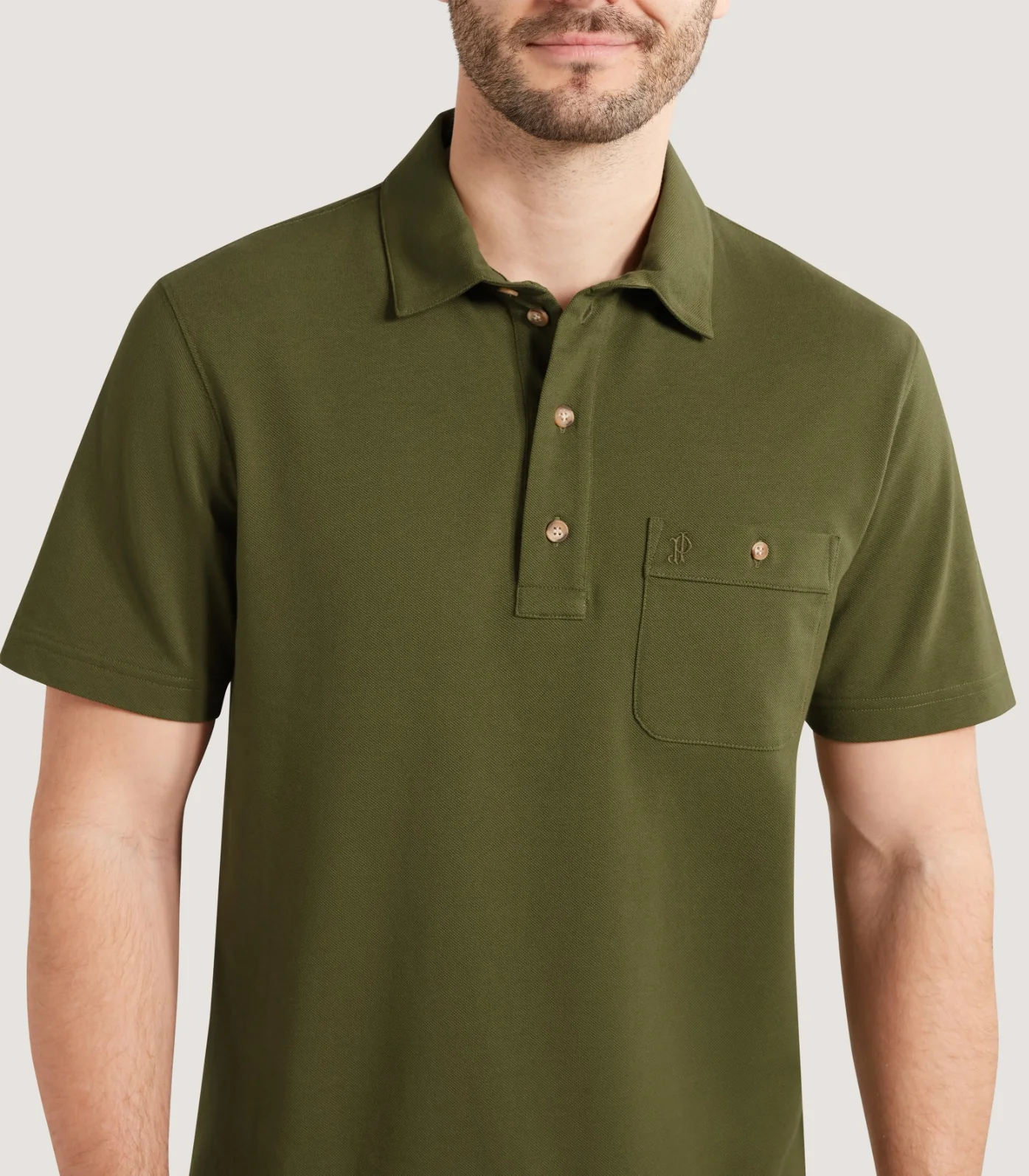 Men's Short Sleeve Polo Shirt in Loden - Image 6