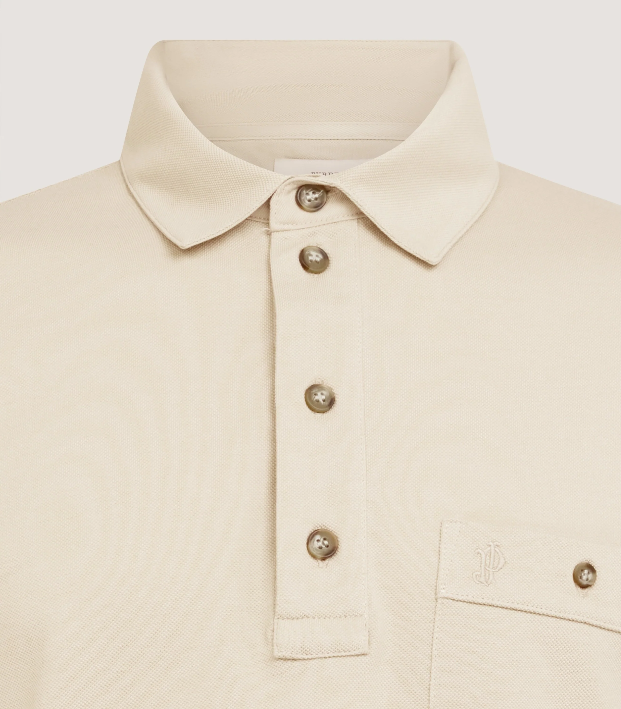 Men's Short Sleeve Polo Shirt in Stone - Image 5