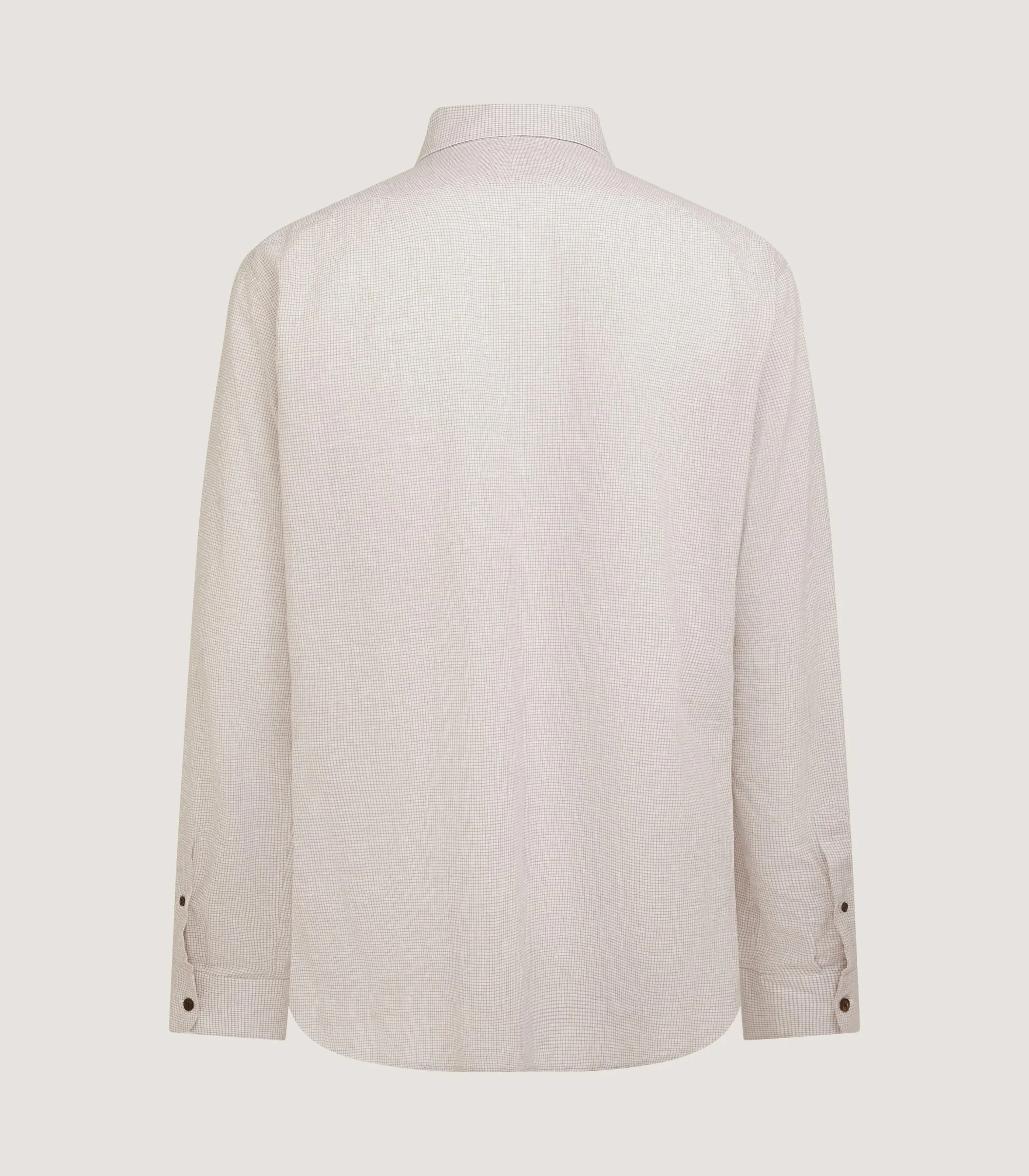 Men's Small Tattersall Check Utility Shirt in Taupe - Image 3