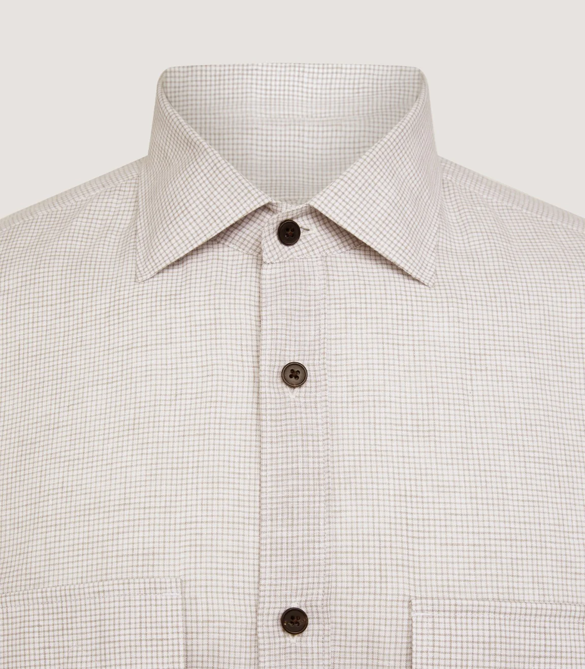 Men's Small Tattersall Check Utility Shirt in Taupe - Image 5