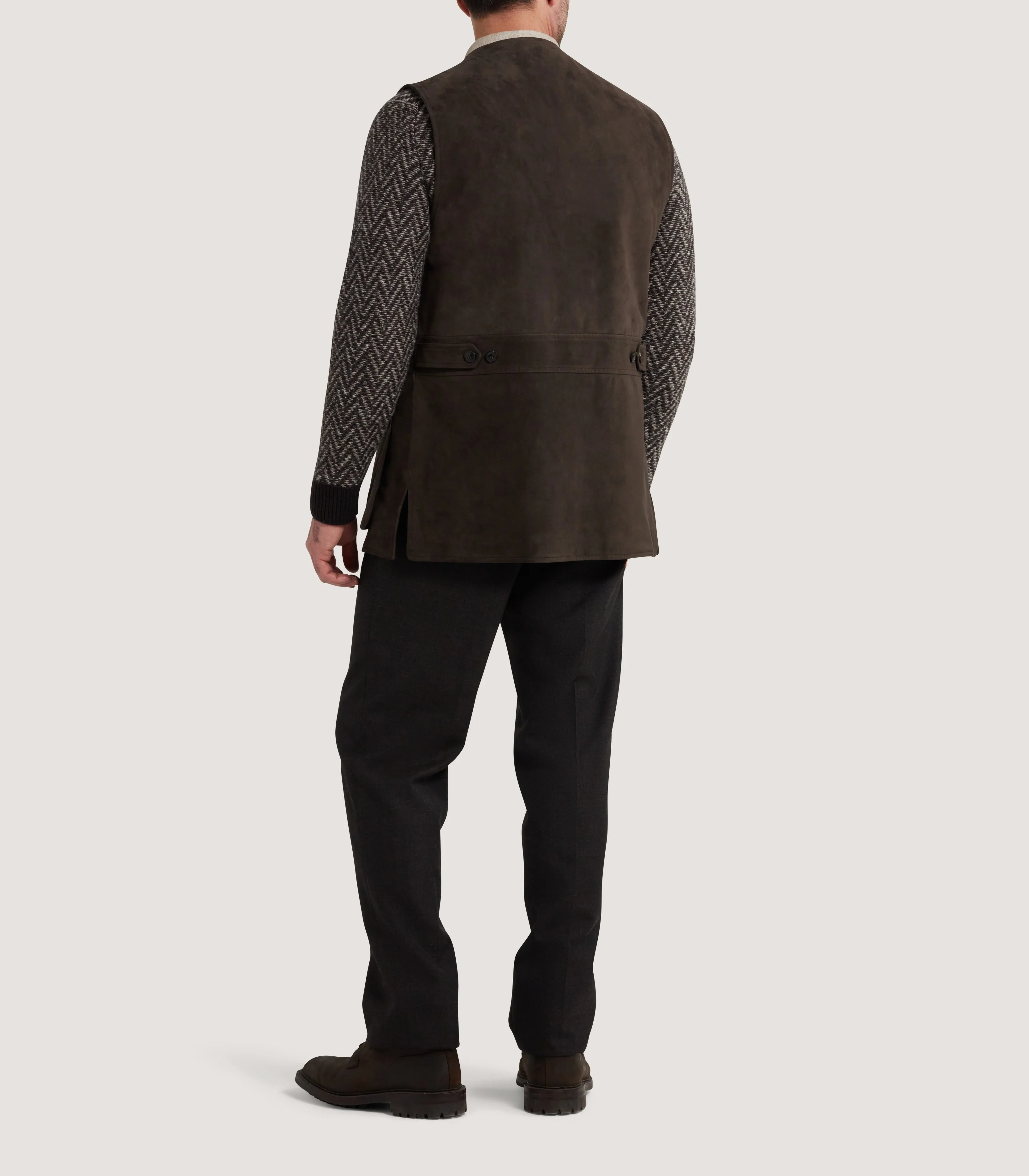 Men's Suede Sporting Vest in Walnut - Image 4