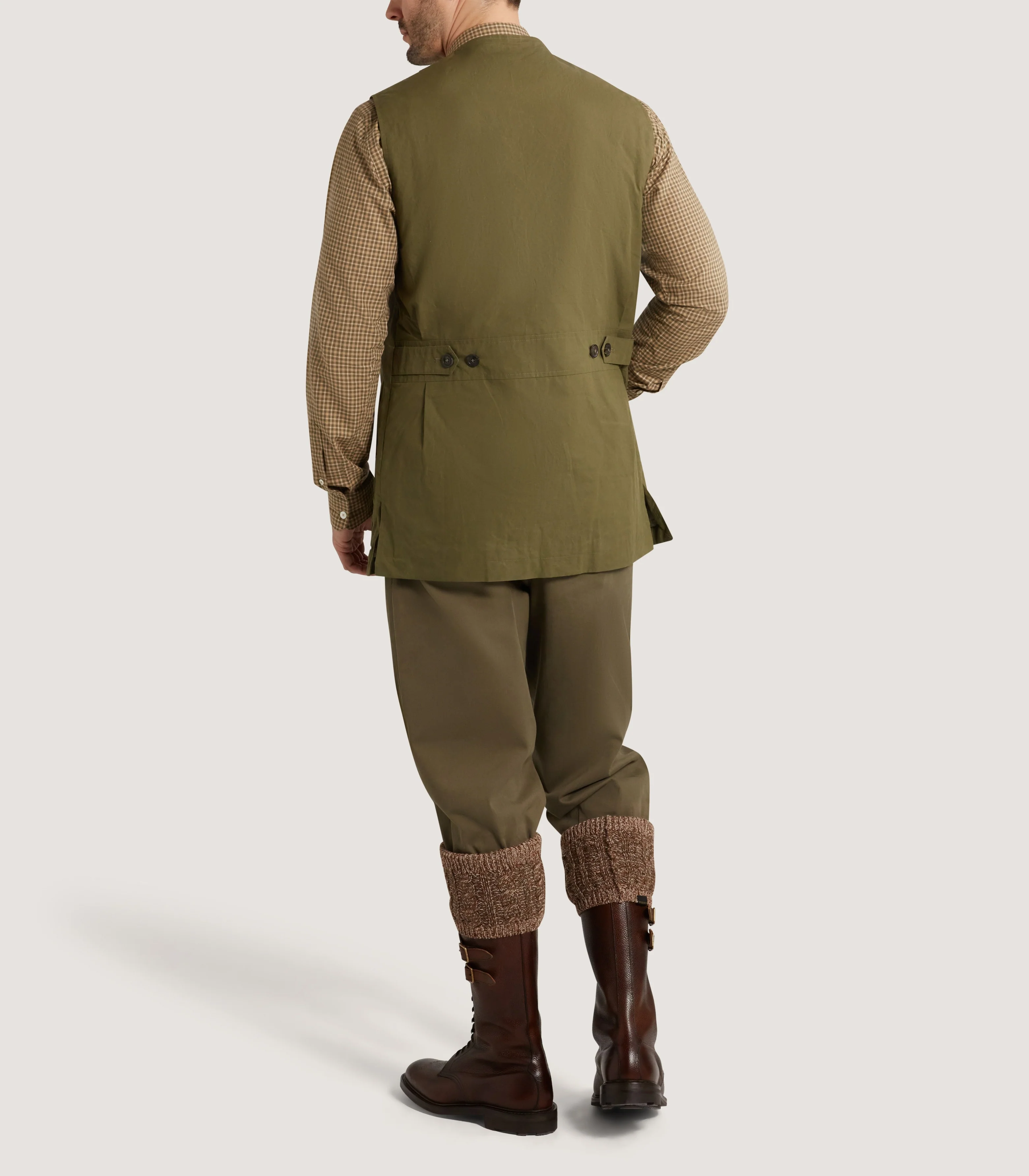 Men's Lightweight Dry Wax Sporting Vest in Olive - Image 4