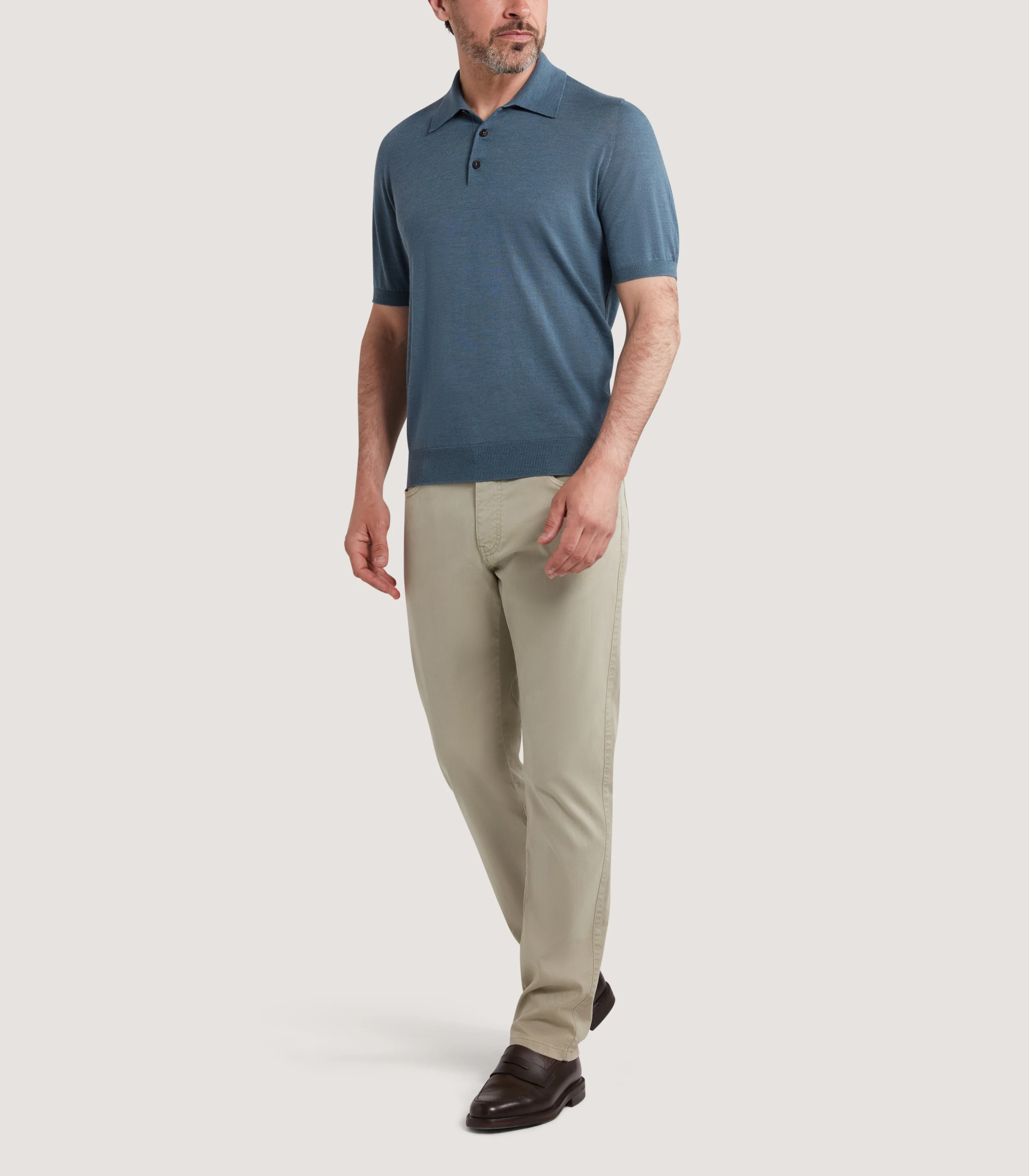 Men's Tantallon Short Sleeve Polo Shirt in Flax - Image 2