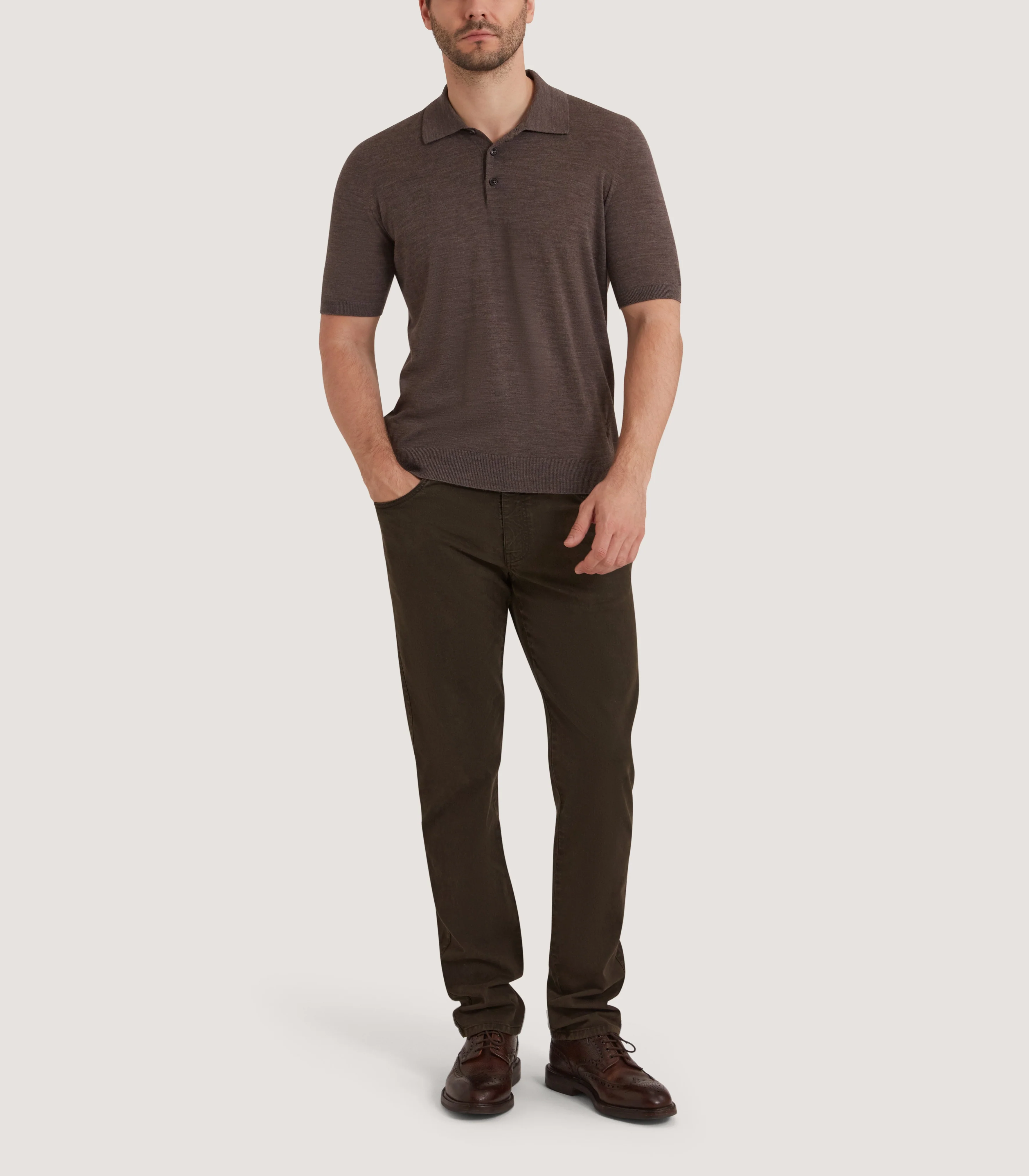 Men's Tantallon Short Sleeve Polo Shirt in Hazelnut - Image 2