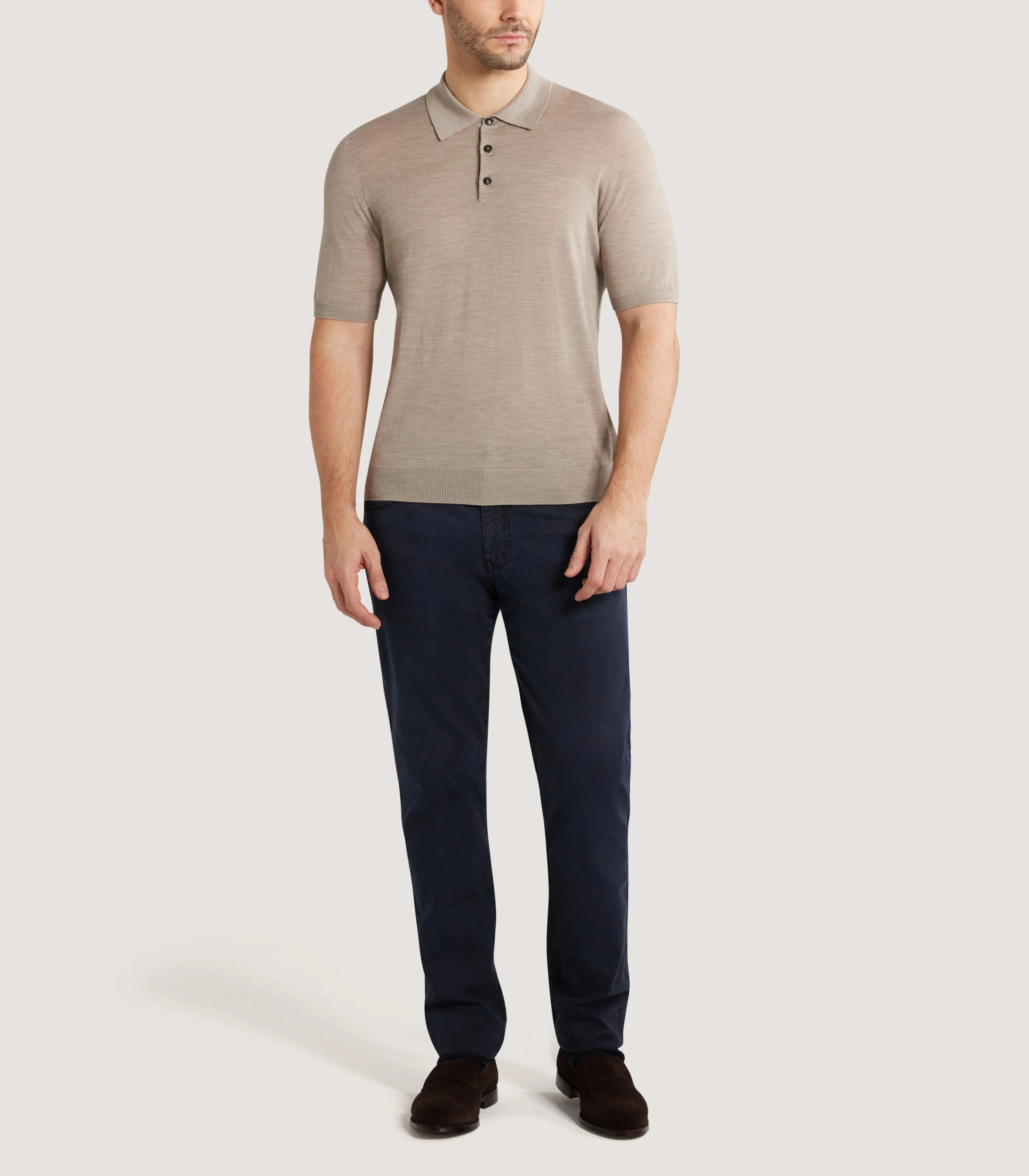 Men's Tantallon Short Sleeve Polo Shirt In Taupe - Image 2