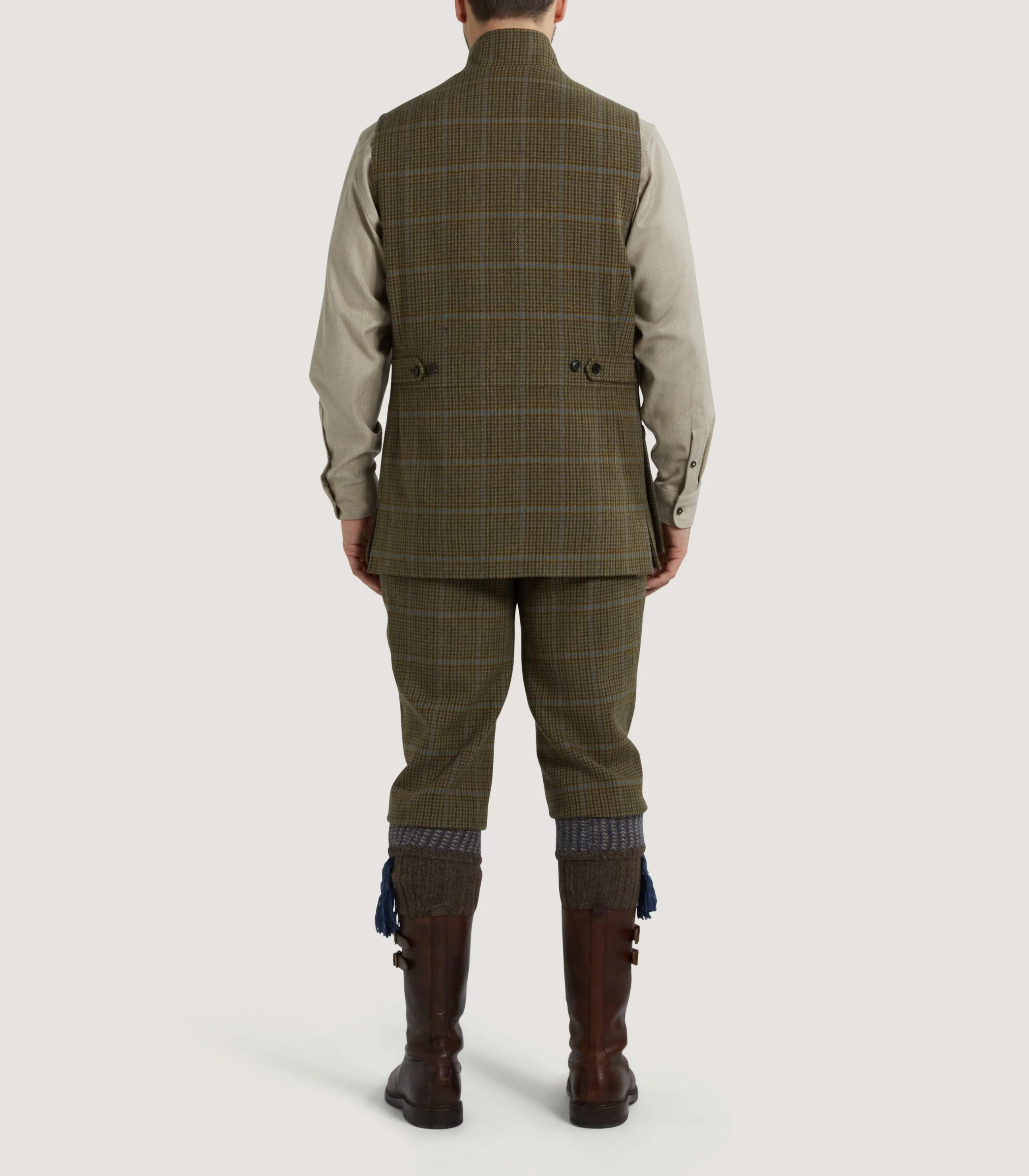 Men's Tom Purdey High Collar Tweed Shooting Vest - Image 4
