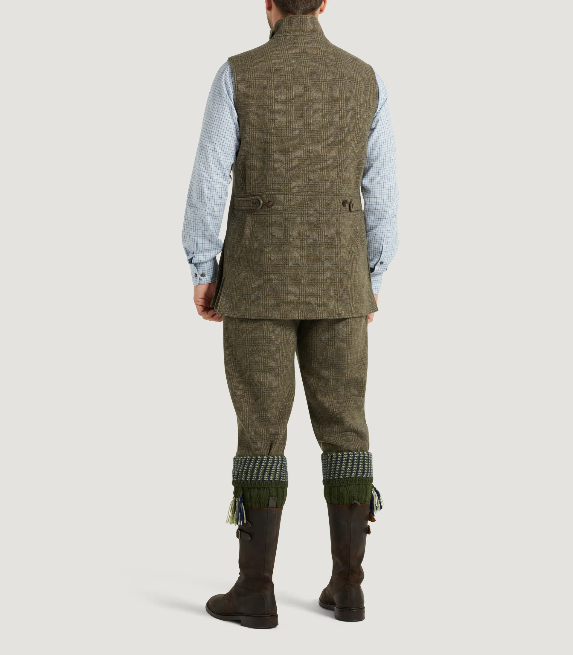 Men's Tweed High Collar Sporting Vest In Morlich - Image 4