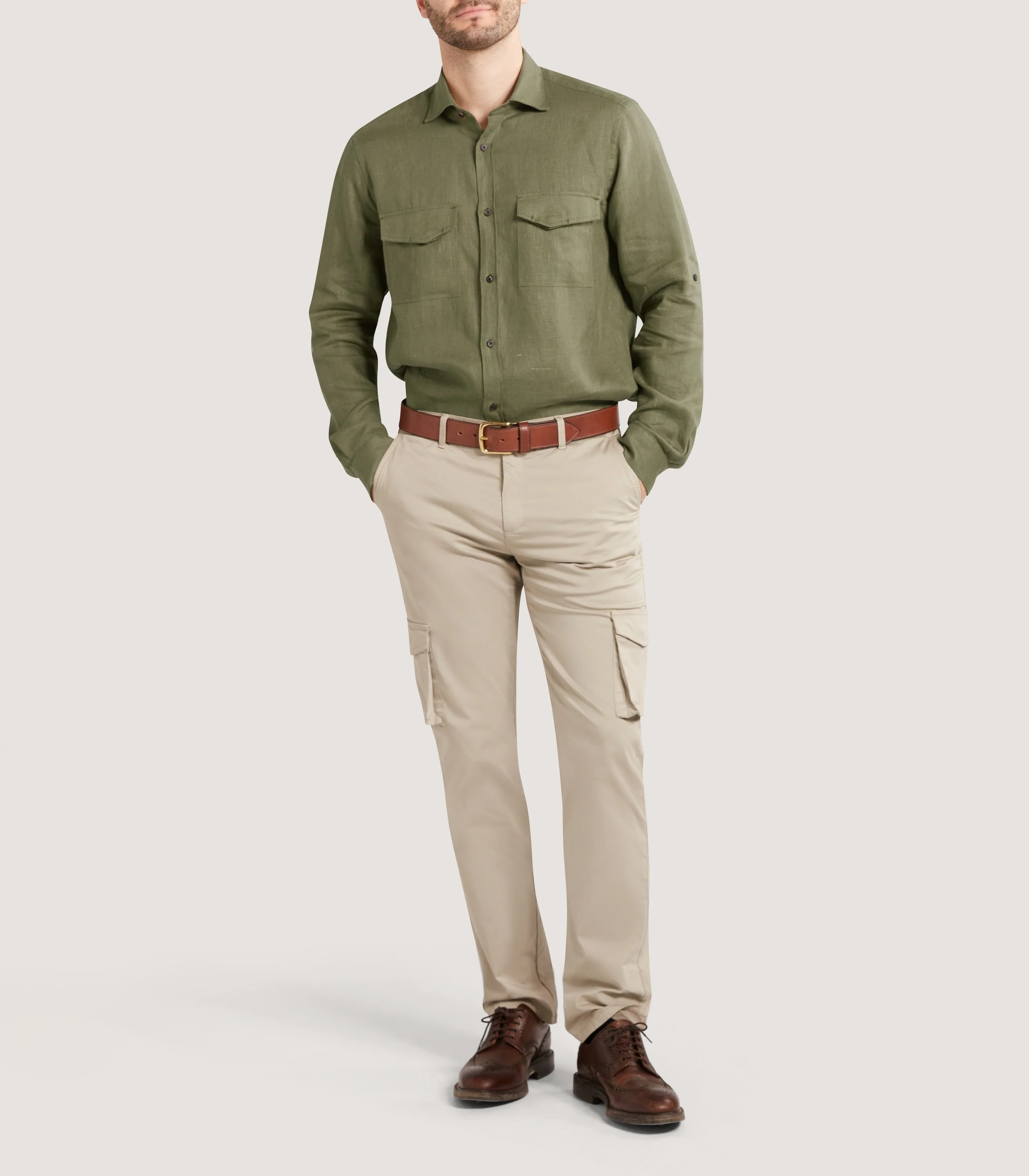 Men's Utility Pocket Shirt in Khaki Green - Image 2