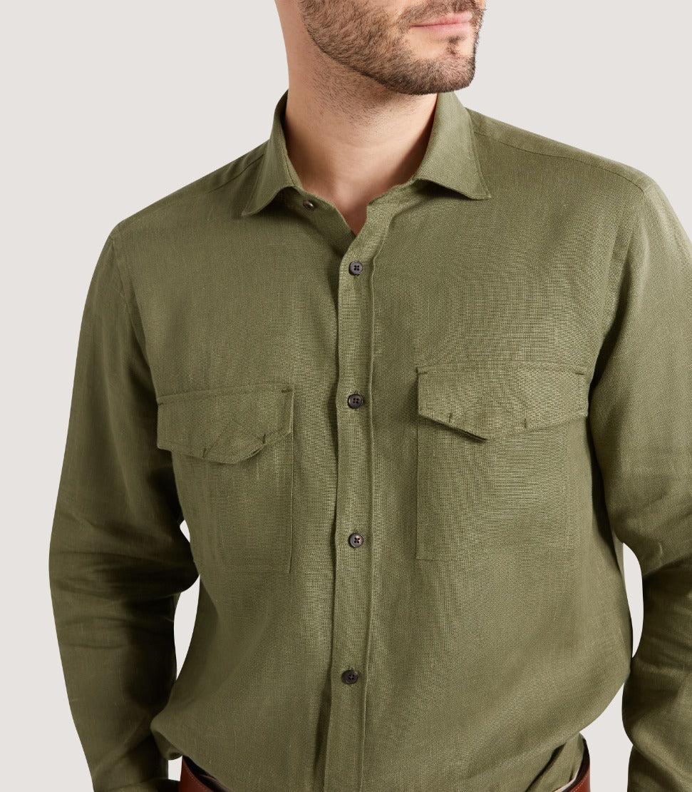 Men's Utility Pocket Shirt in Khaki Green - Image 6