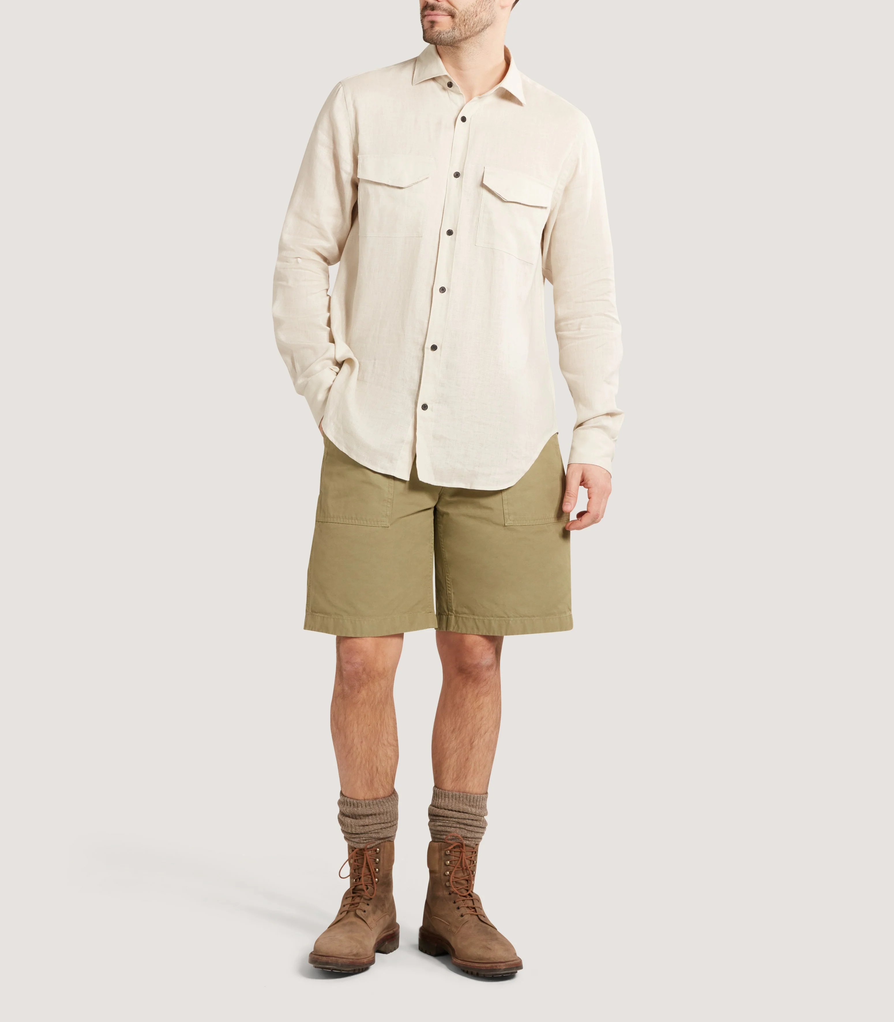 Men's Utility Pocket Shirt in Sand - Image 2