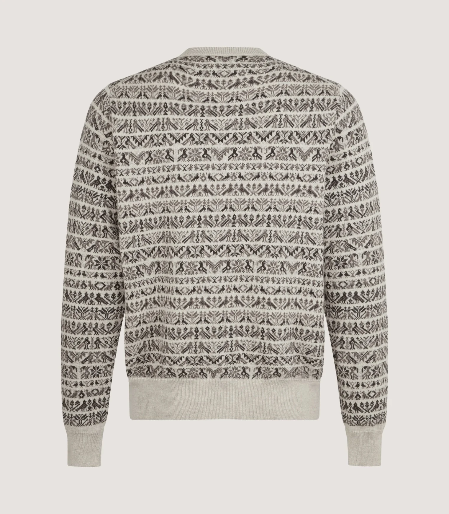 Men's Vigo Wool Fairisle Bird Sweater in Pebble - Image 3