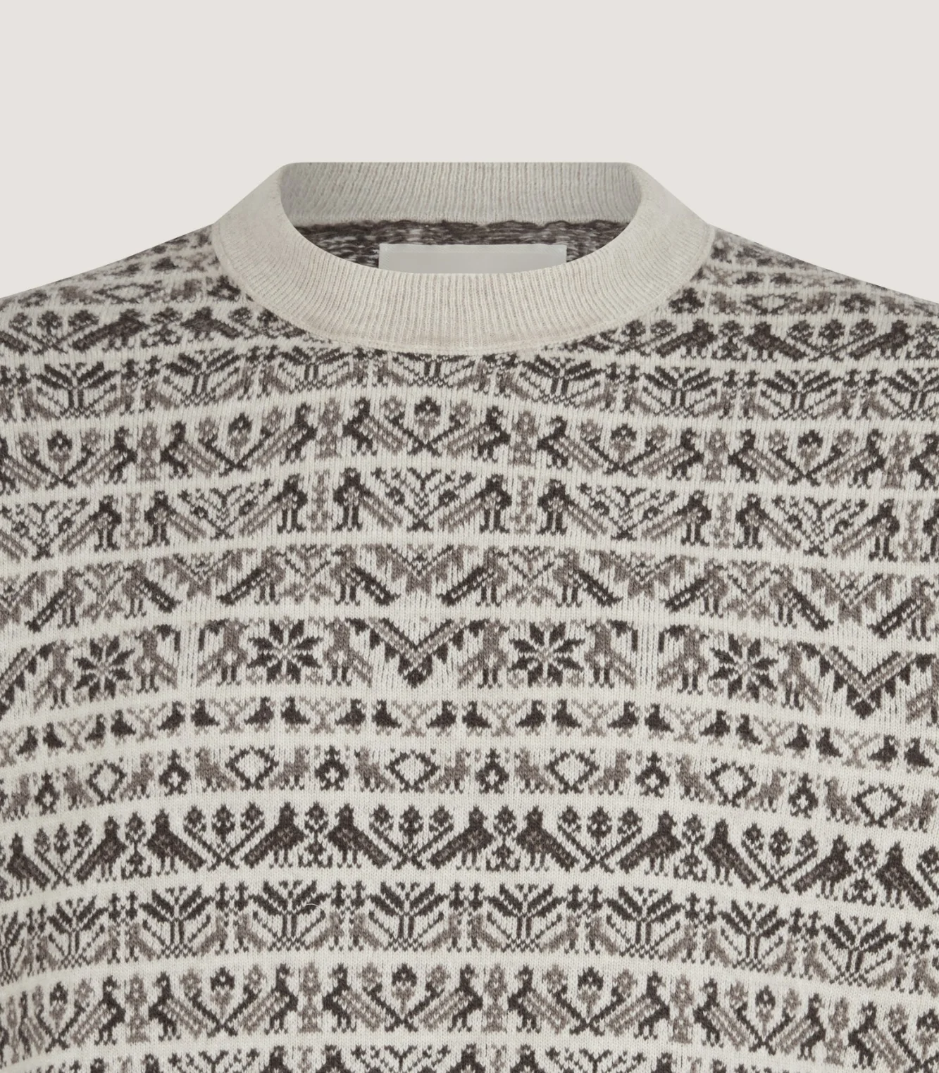 Men's Vigo Wool Fairisle Bird Sweater in Pebble - Image 5