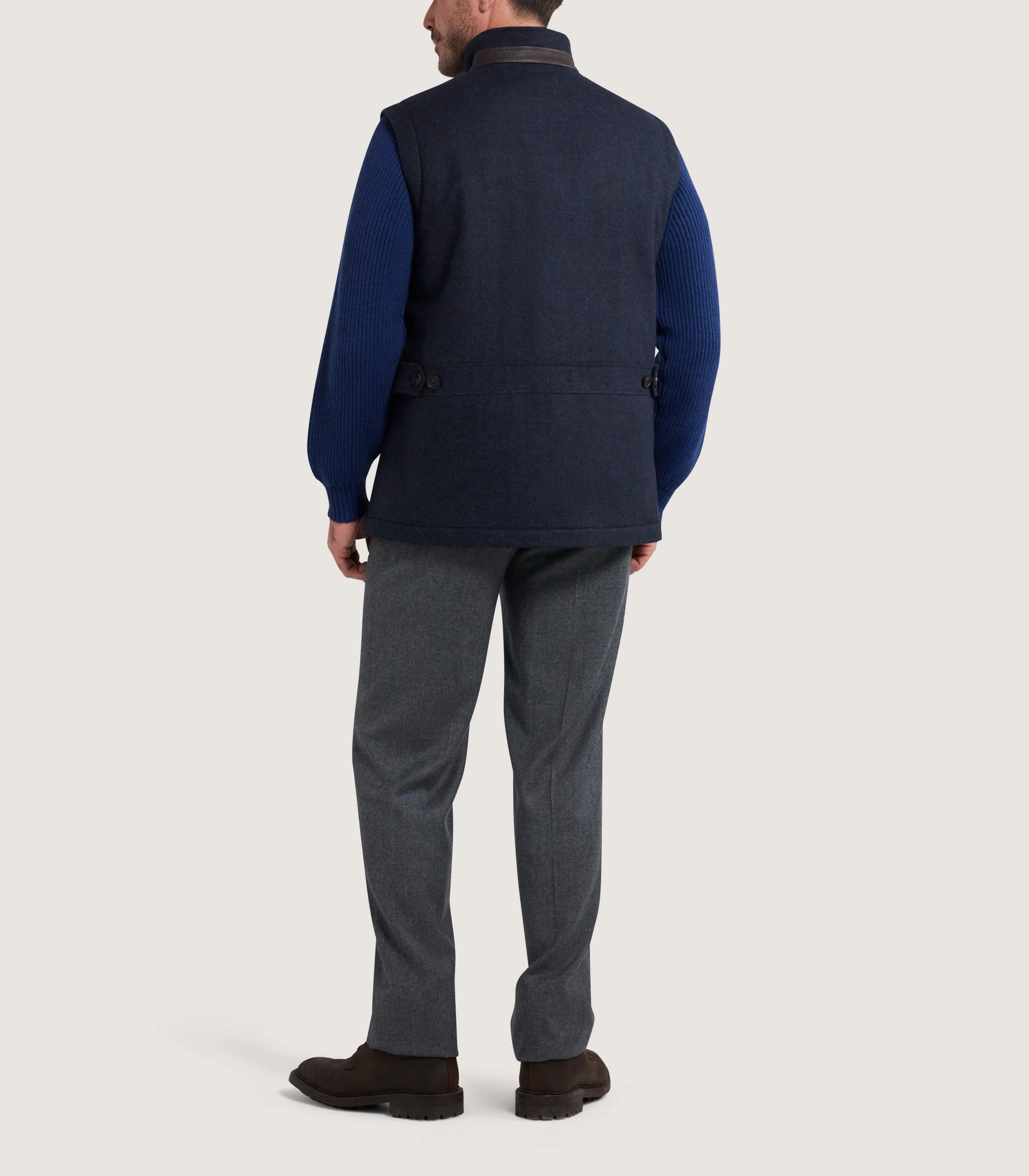 Men's Warwick Stand Collar Gilet in Midnight Navy - Image 4