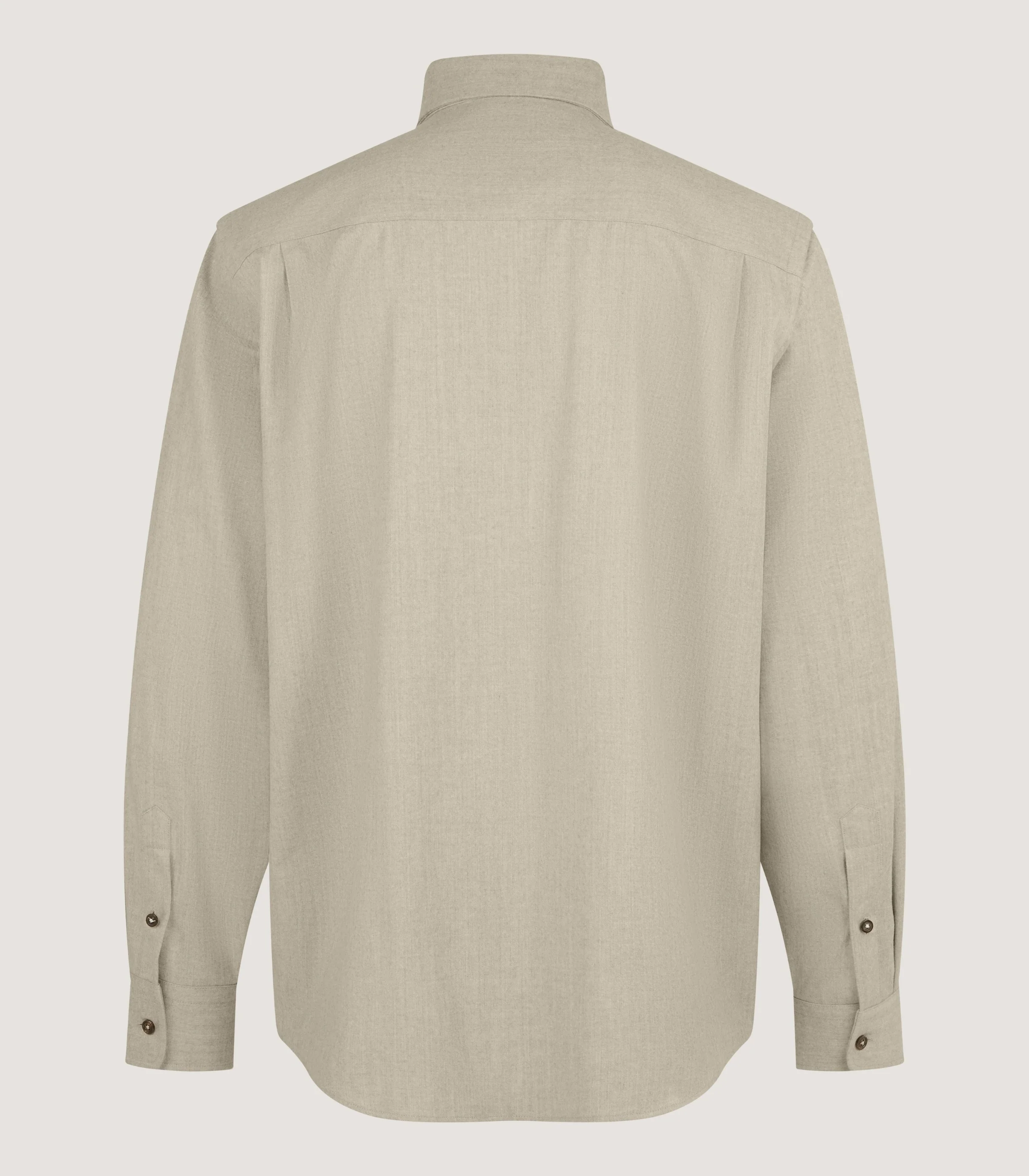 Men's Wool Cut Away Collar Shirt in Stone - Image 3