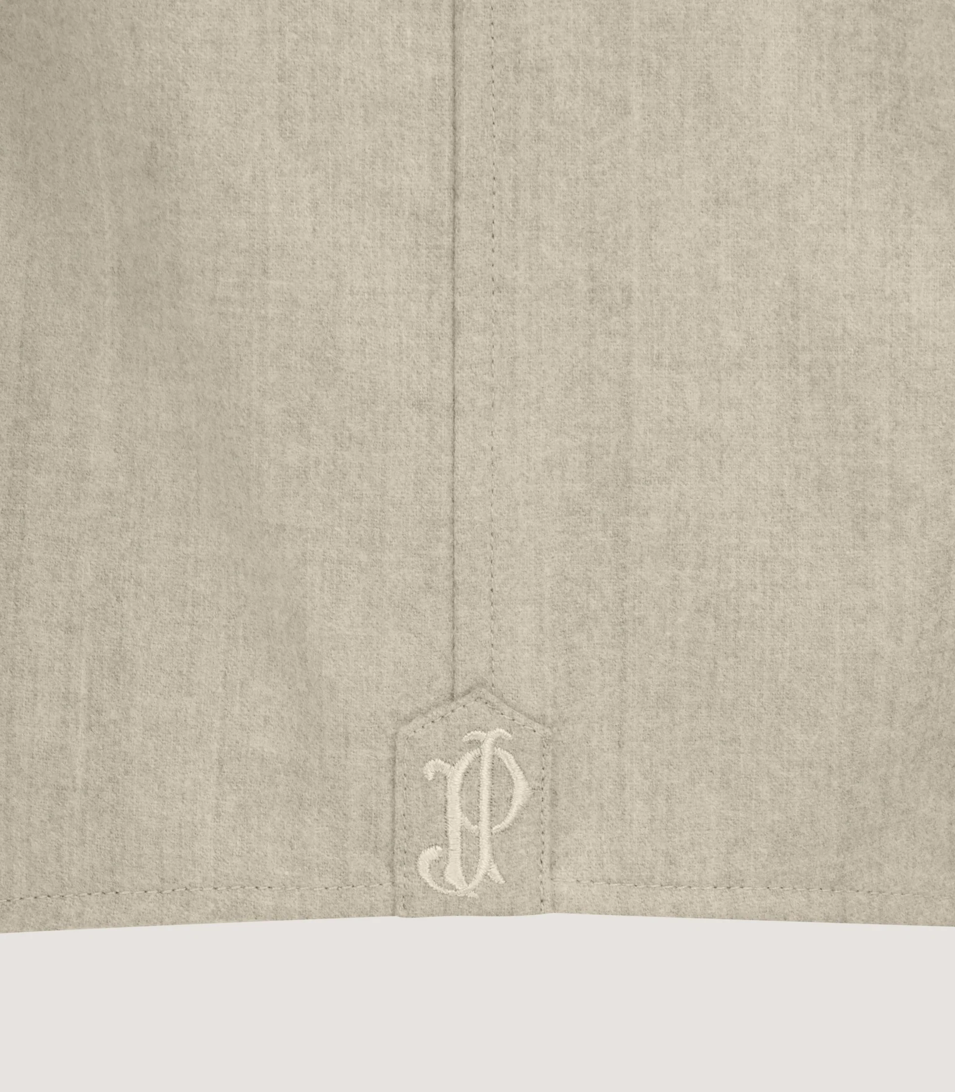 Men's Wool Cut Away Collar Shirt in Stone - Image 5