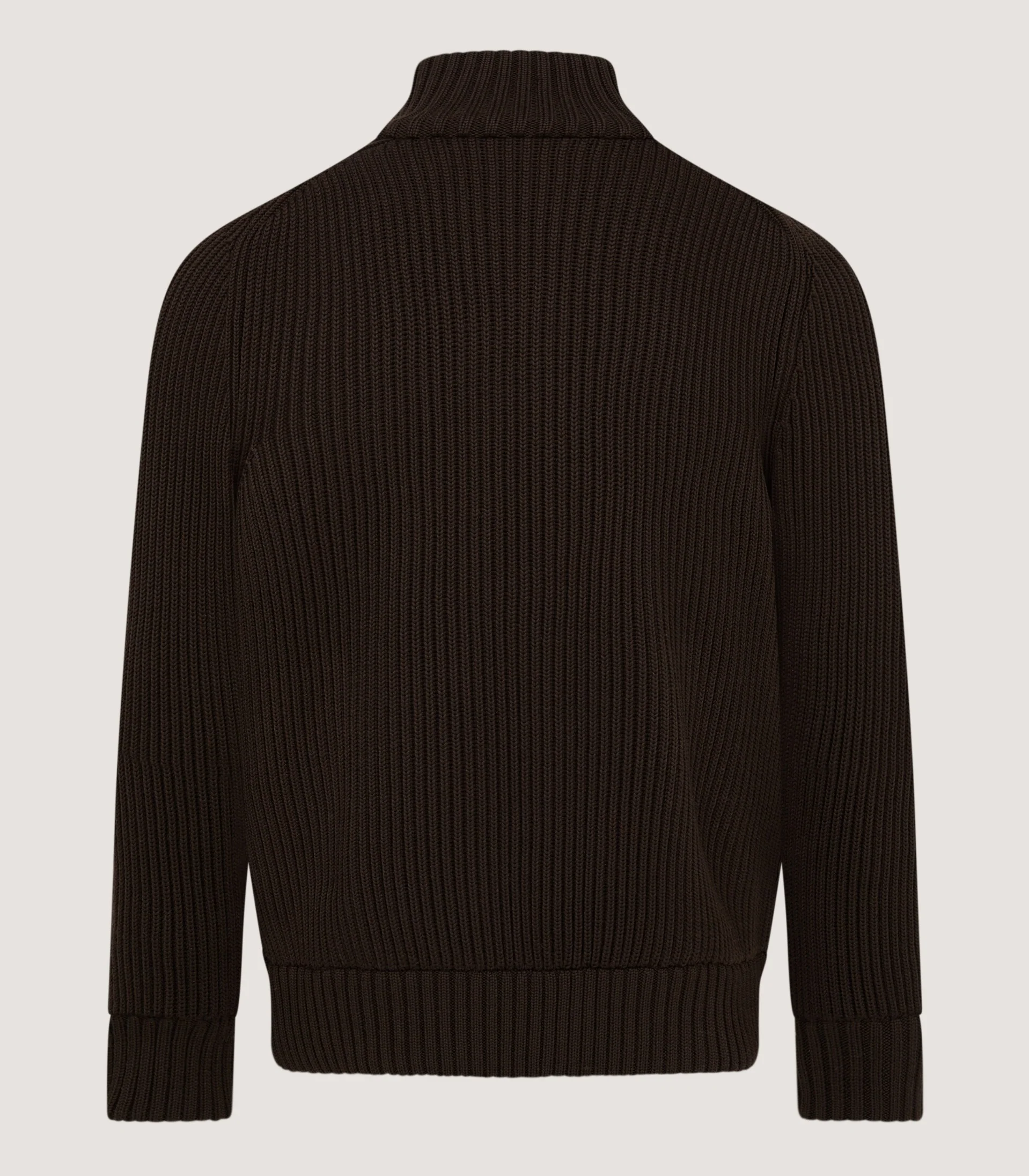 Men's York Suede Zip Front Knitted Cardigan in Chocolate - Image 3