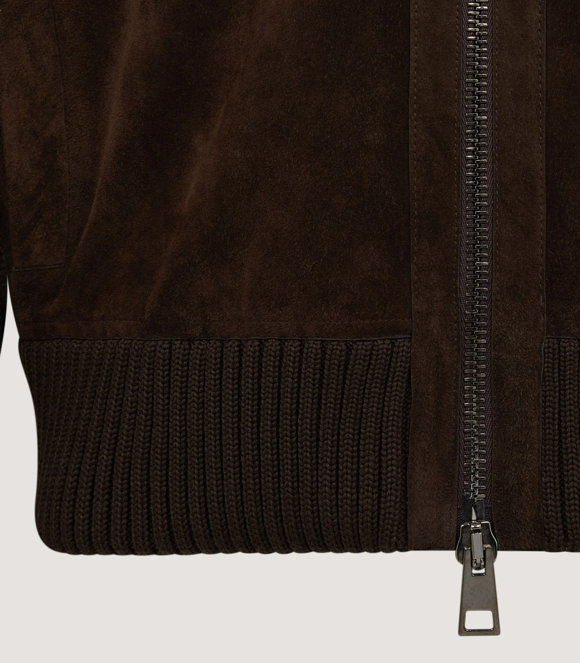 Men's York Suede Zip Front Knitted Cardigan in Chocolate - Image 4